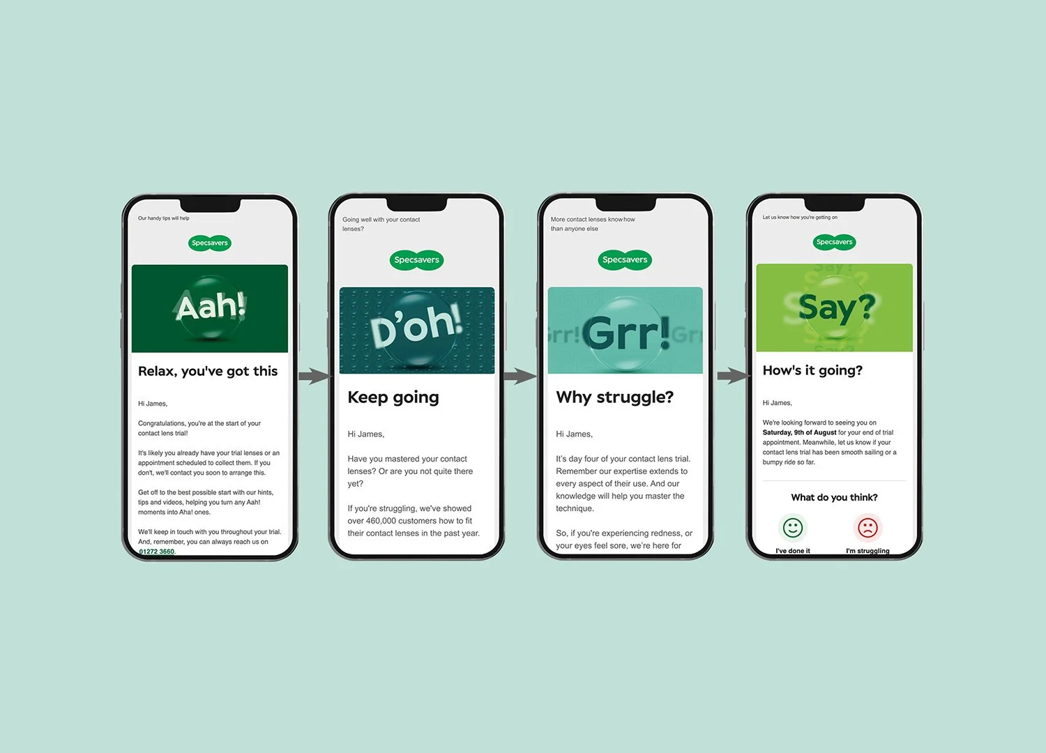   Contract Lens Trial – Idea  Create a simple, encouraging series of daily emails designed to help trialists get over the early hurdles. Each message reassures, builds confidence, and offers bite‑sized tips — helping people move from “Aah!” to “Aha!”