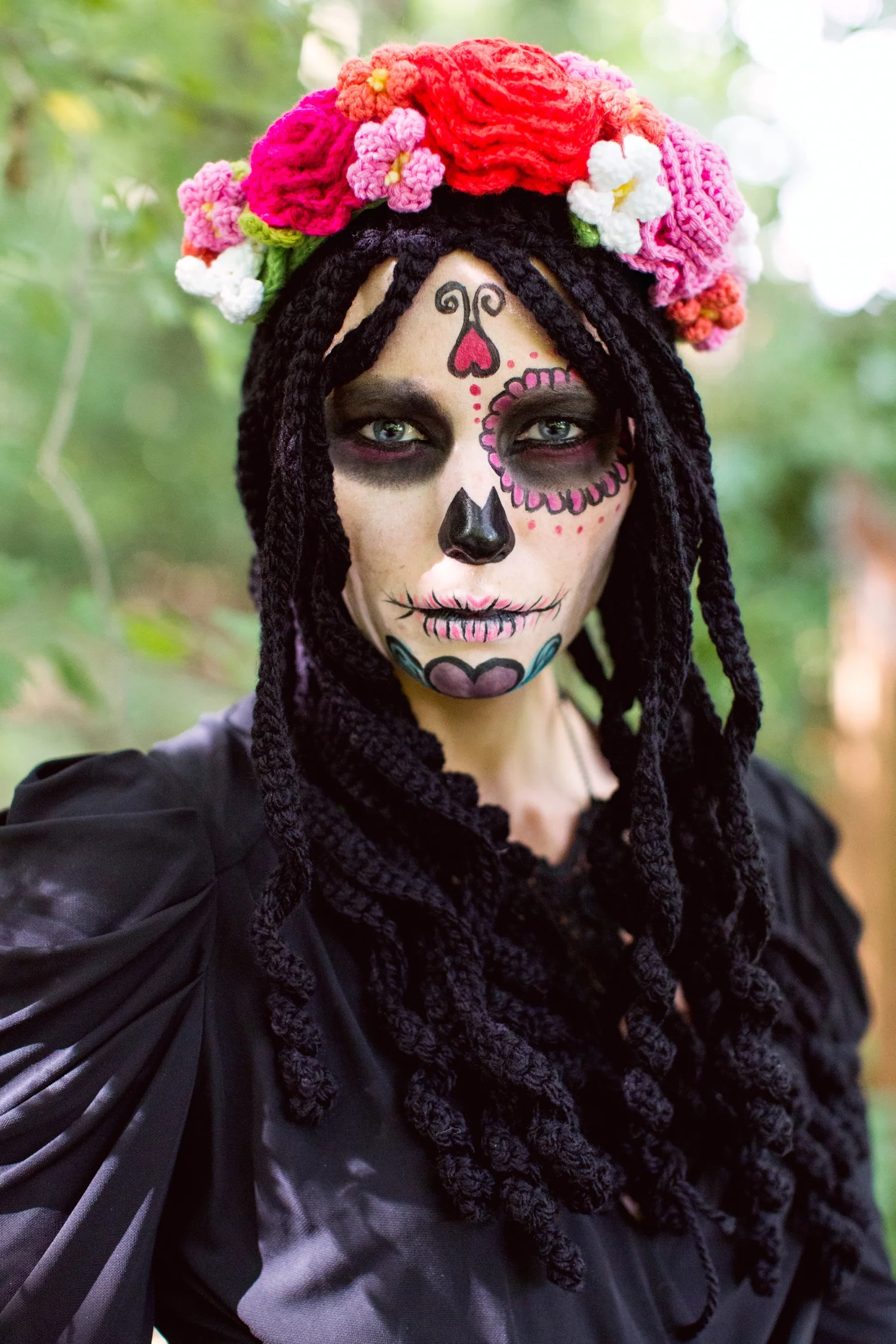 Day of the Dead inspired crochet headpiece for Inside Crochet Magazine