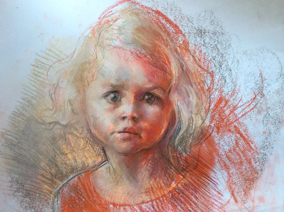 Portrait of my daughter in soft pastels, 2014