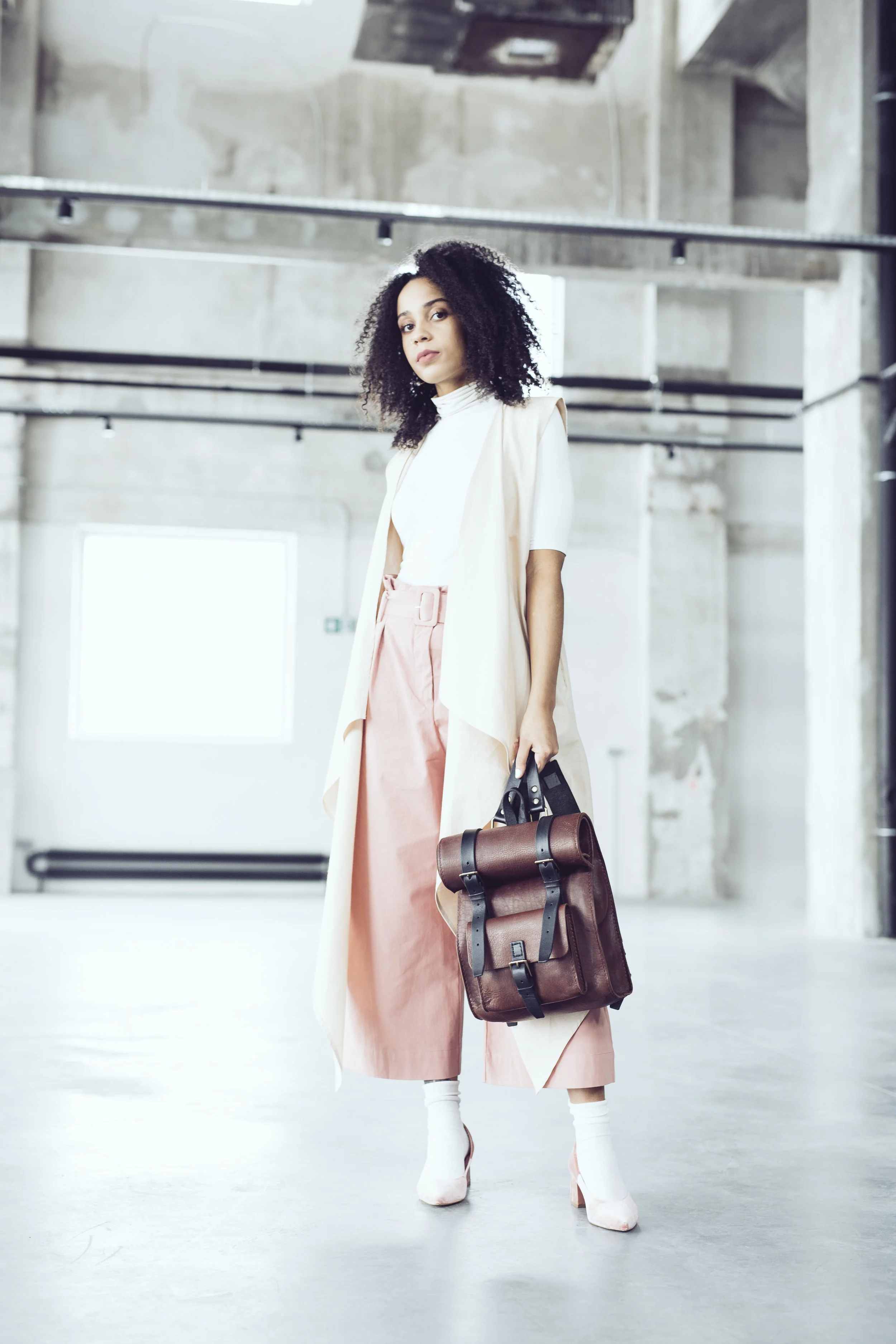 Vegetable tanned leather rucksack