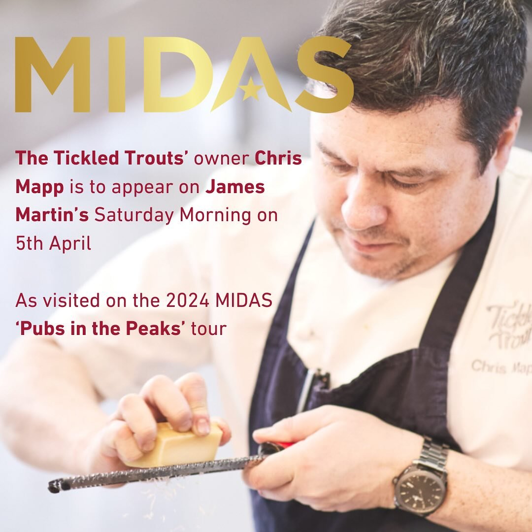 🚨 Exciting news! 🚨

As visited in the 2024 MIDAS &lsquo;Pubs in the Peaks&rsquo; insight tour 🏔️⭐️The Tickled Trout! 

This Saturday, owner Chris Mapp will appear on James Martin&rsquo;s Saturday Morning 🎥📺&mdash;don&rsquo;t miss it!

We recentl