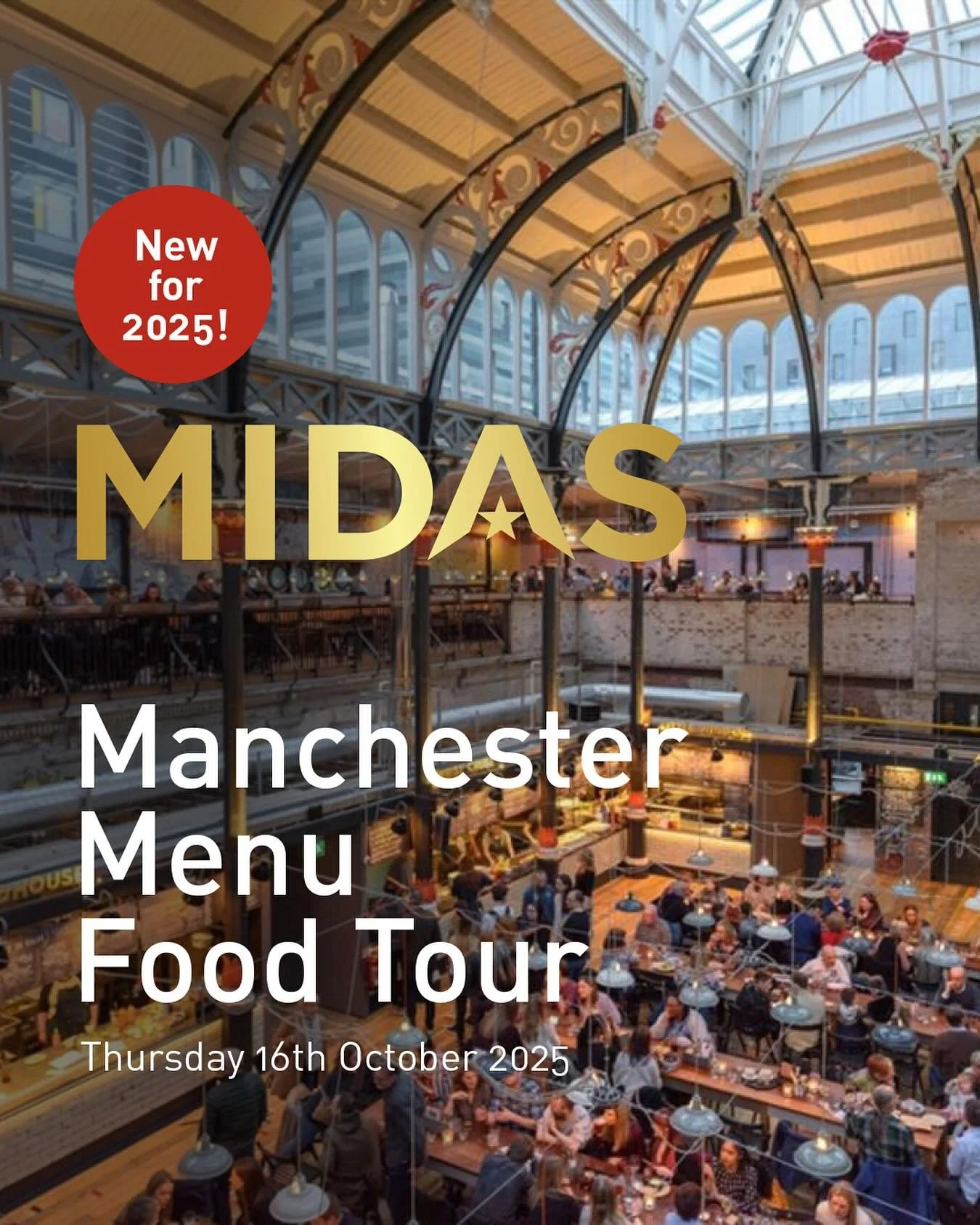 🍴⭐️ New to the Midas calendar for 2025! ⭐️🍴

Get ready to taste your way through the city with the Manchester Menu Food Tour 🥂
📍 Discover the best of Manchester&rsquo;s buzzing food scene
📅 Thursday 16th October 2025

From street eats to gourmet