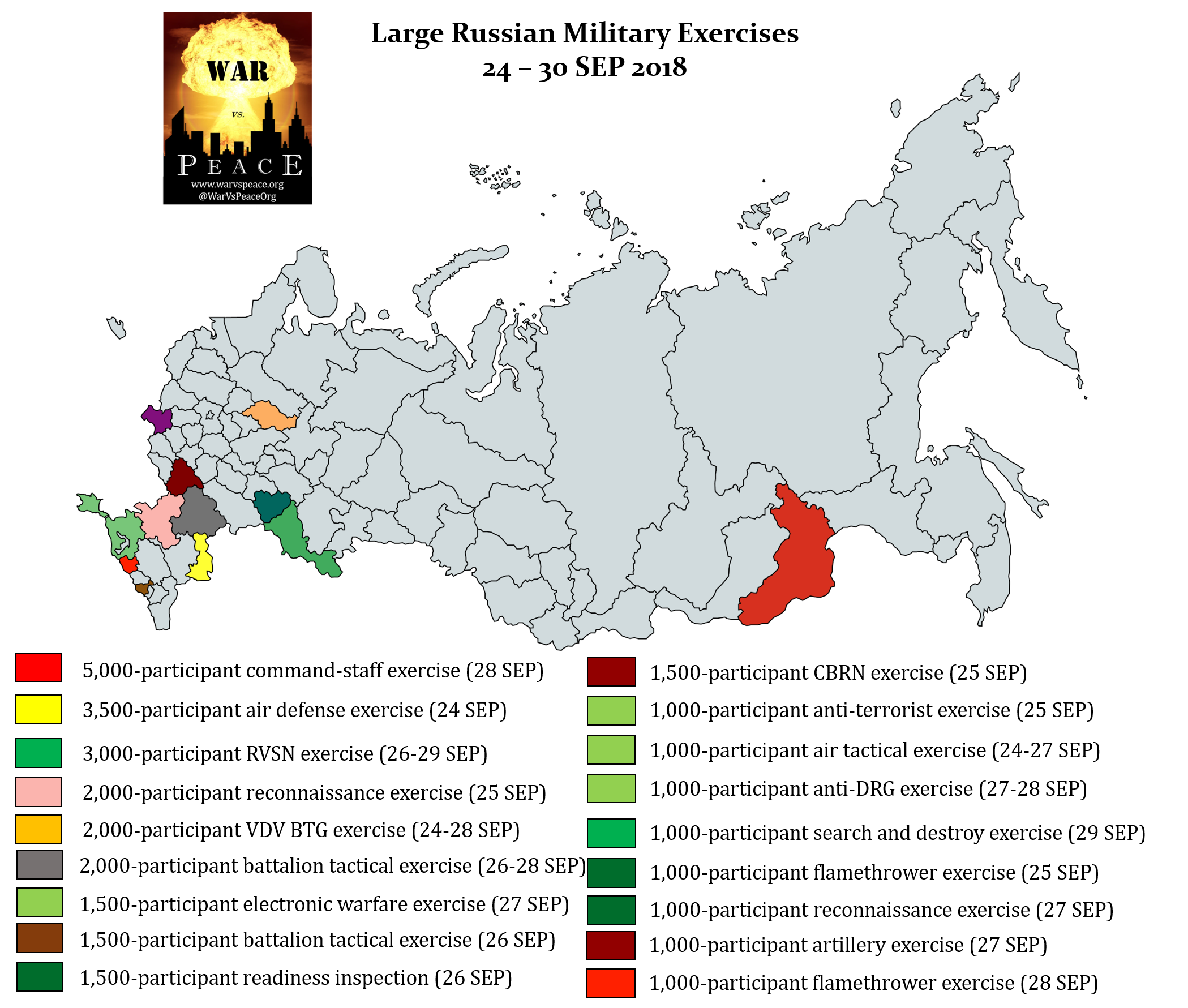 9,000-participant cis-wide air defense exercise (chistoe nebo-2018) (27 SEP) 1,000-participant russian-armenian joint btg exercise AT BAGRAMYAN (27-29 SEP)