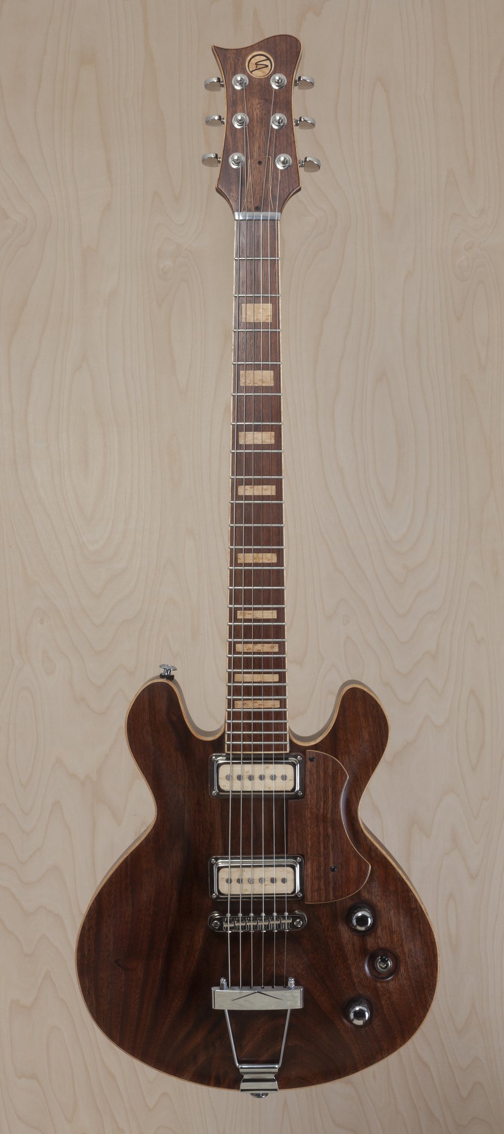 Carved Top Semi-Hollow Walnut Double Cutaway