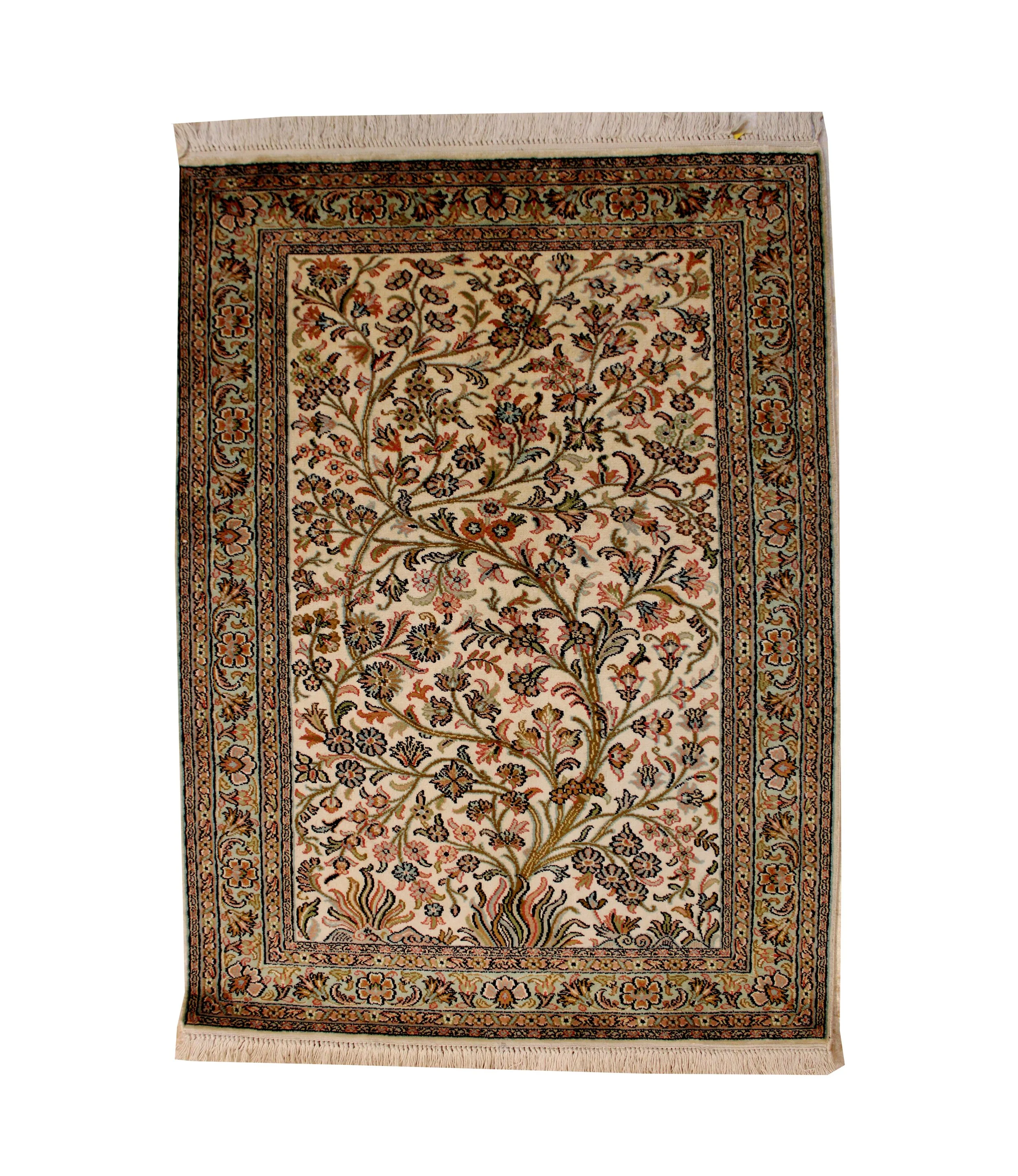 56530 - KASHMIR SILK ON SILK TREE OF LIFE 0.93 X 0.62 M QR4,500 
