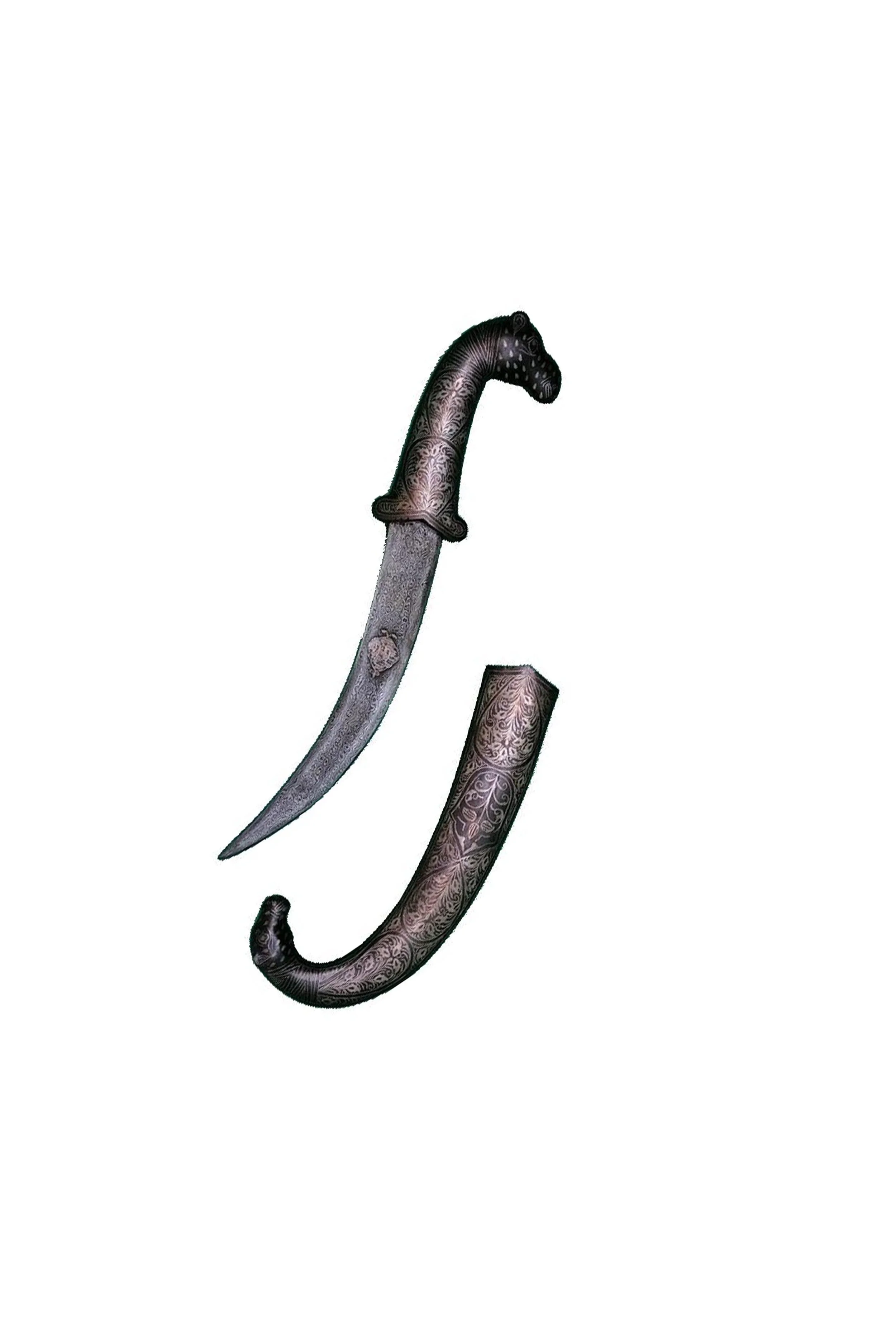 LH13L4 - SILVER KHANJAR CAMEL HEAD 515 GM LENGTH 33 CM QR795