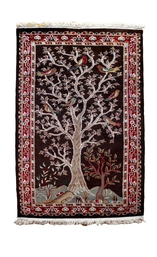 57023 PAK HYDERABAD BOKHARA TREE OF LIFE 1.52X0.89MTR BROWN SILK INLAY QR2,000