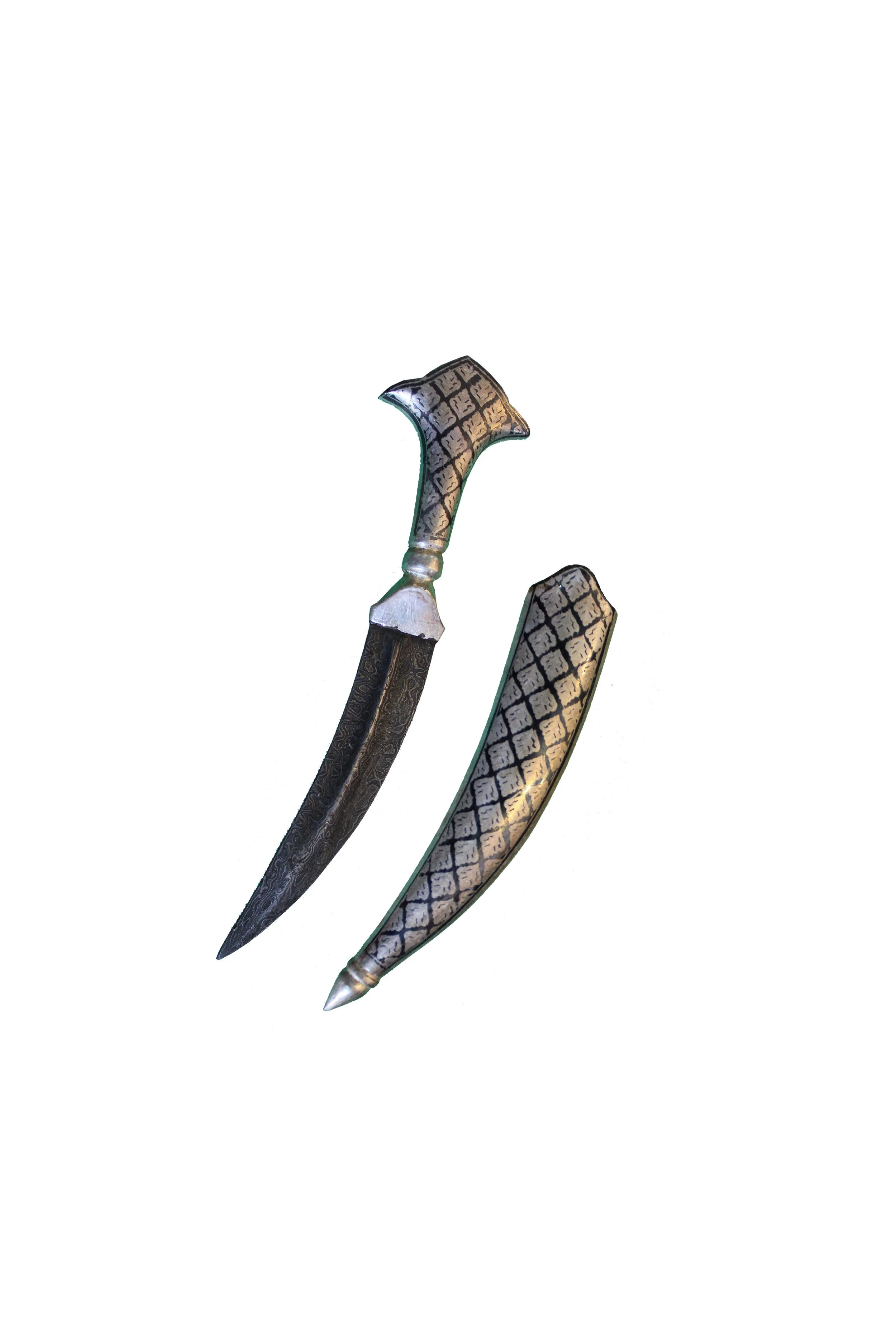 LH13L8 - SILVER INLAY KHANJAR CROWN LENGTH:20cm QR295