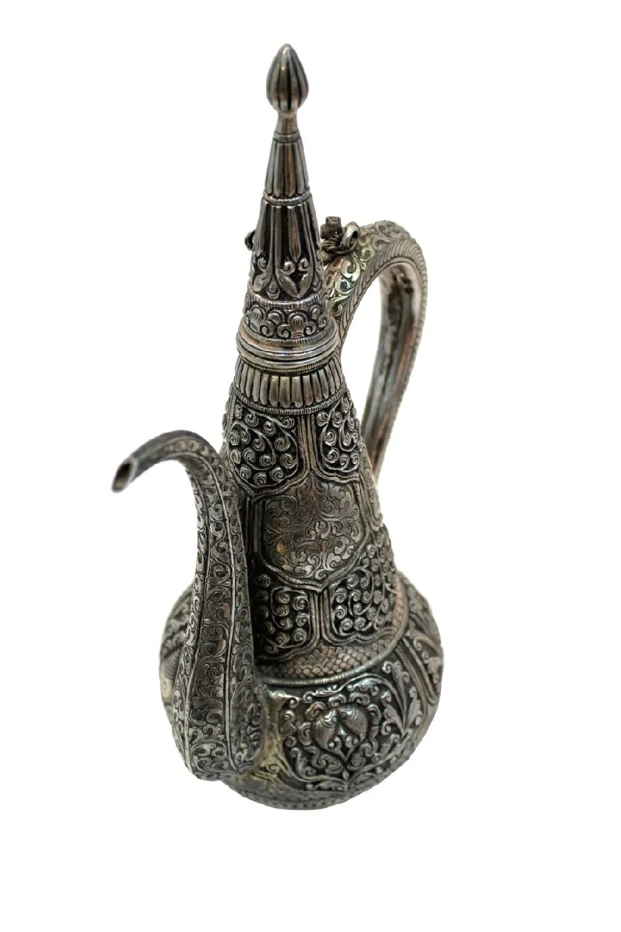 LH72B  SILVER BURMA AFTABA COIN SHAPE 28X20X8CM 596G QR.5975..jpeg