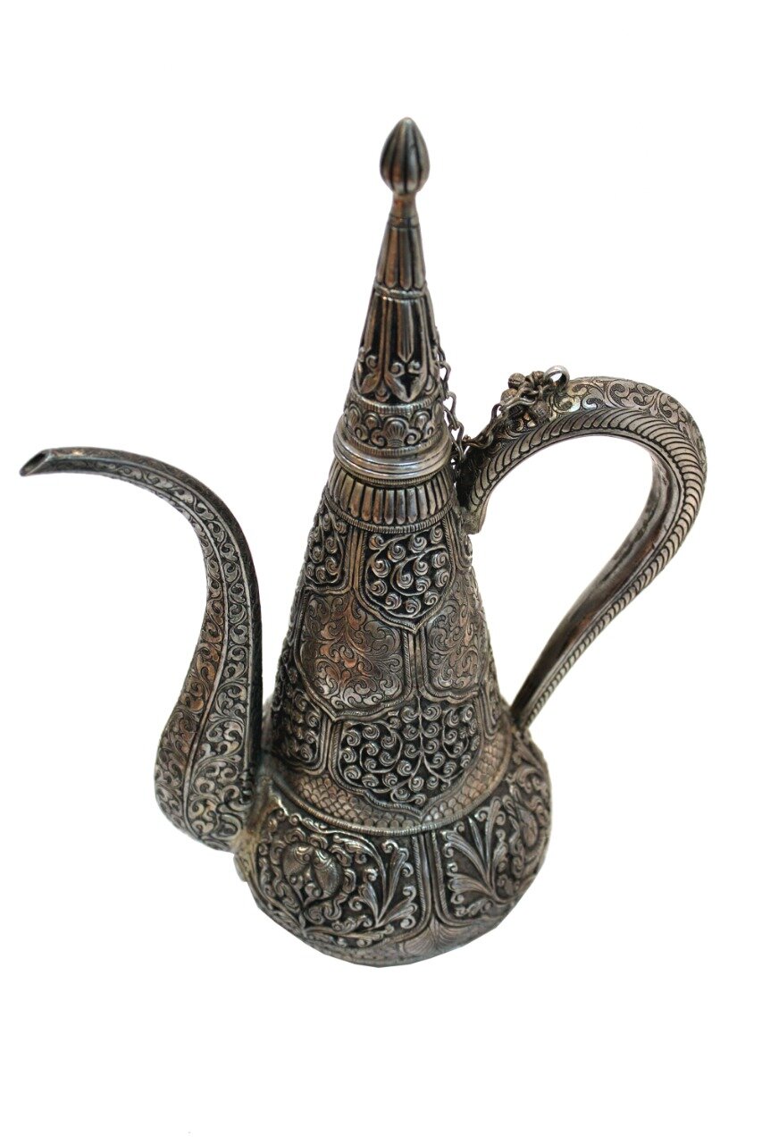 LH72B  SILVER BURMA AFTABA COIN SHAPE 28X20X8CM 596G QR.5975...jpeg