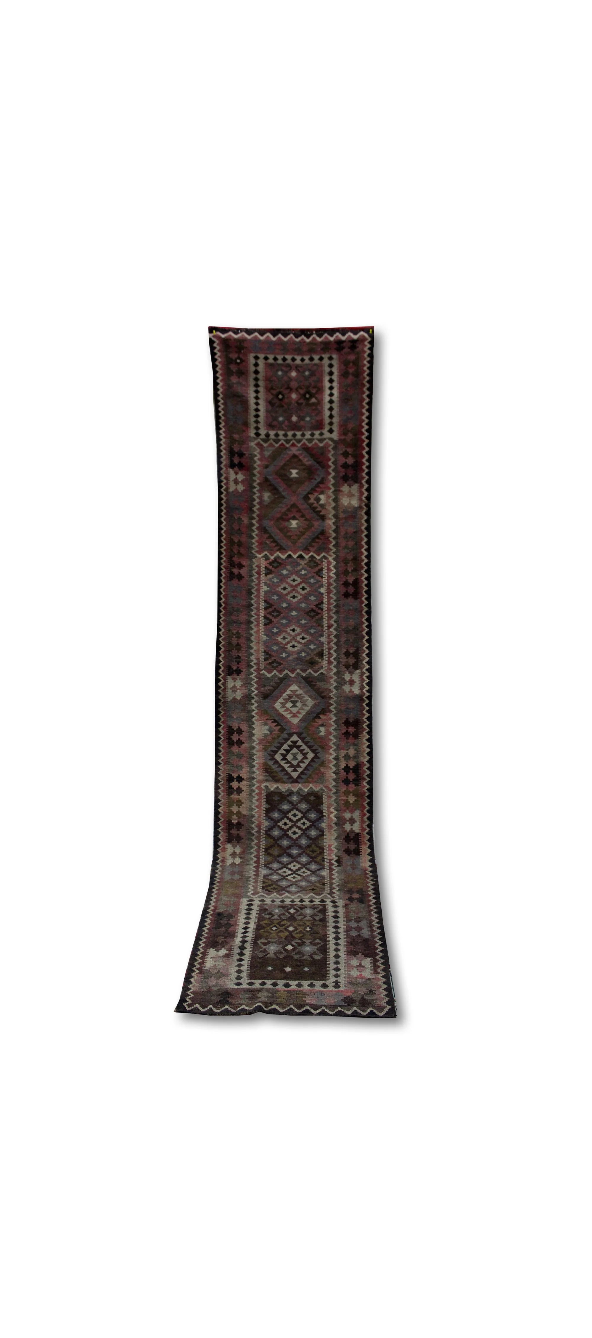 55944 AFGHAN MAIMANA KILIM RUNNER 3.73X0.73MTR 12.3X2.5FT QR1,450