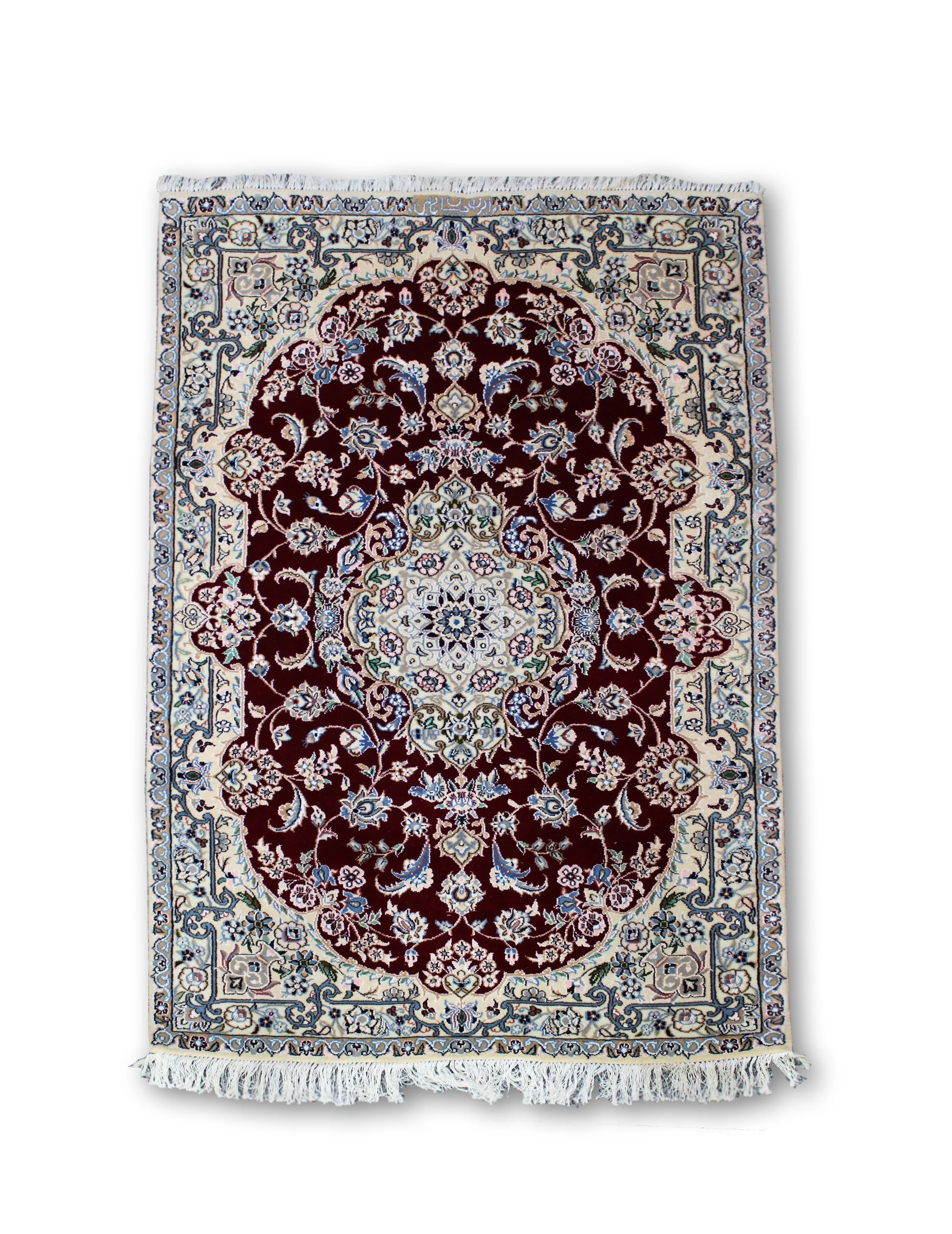 57488 IRAN NAIN NOWLA PART SILK1.58X1.00MTR 5.2X3.3FT QR4,300 V