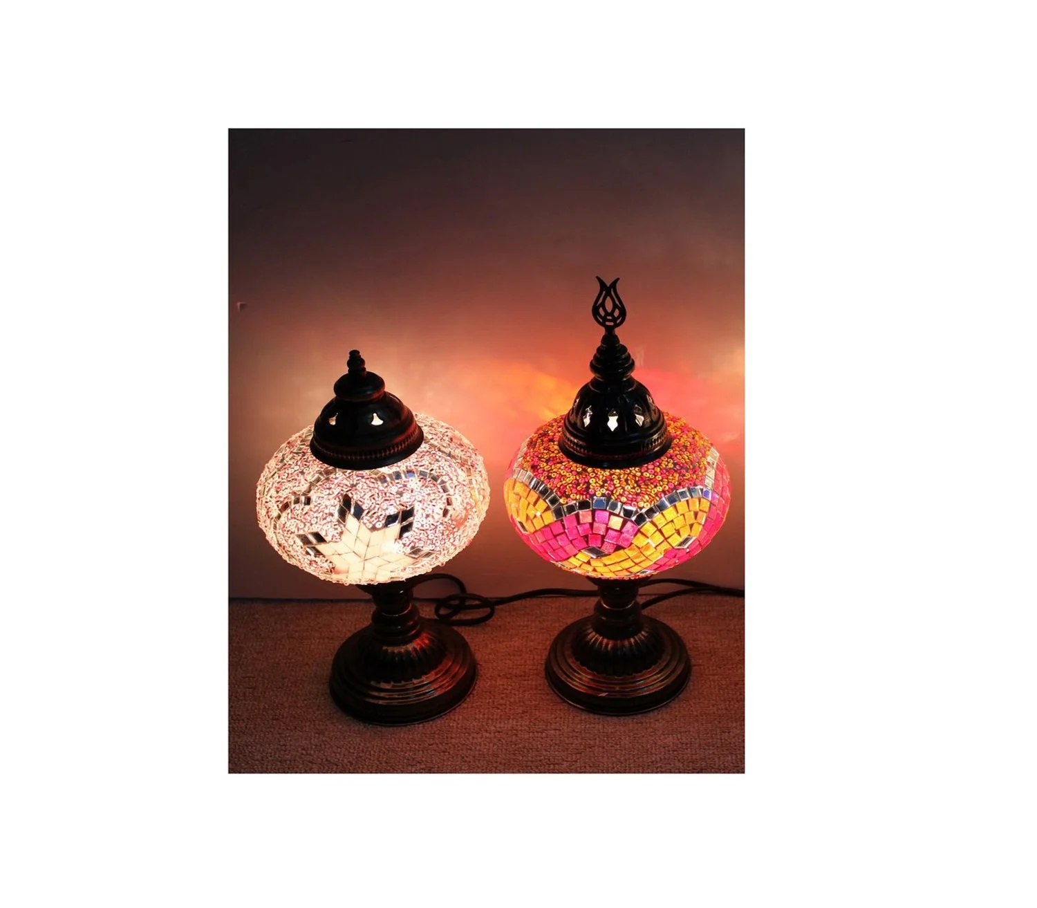 LH212L3 - MOSAIC GLASS TABLE LAMP 14 CM QR.195  AFTER DISCOUNT QR.155