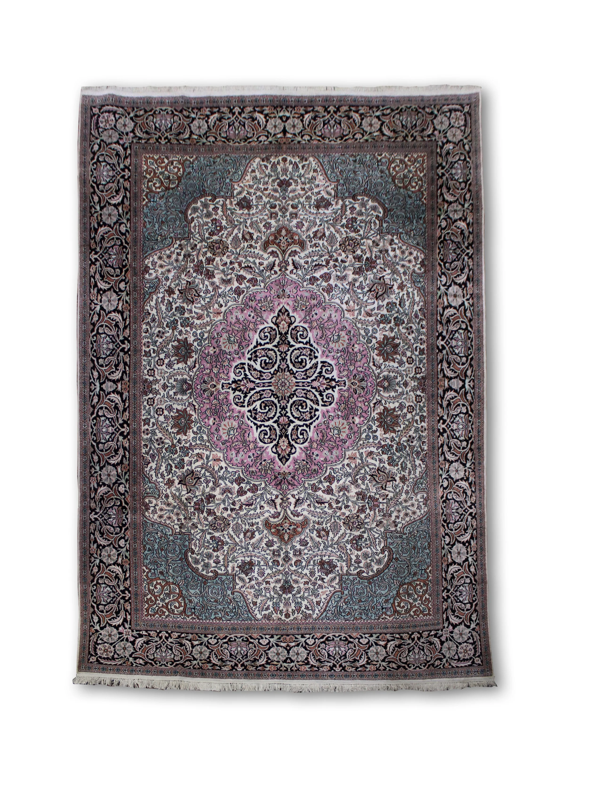 36702 INDIAN KASHMIR ART.SILK MEDALLION 3.35X2.47MTR 11.0X8.1FT QR14,000