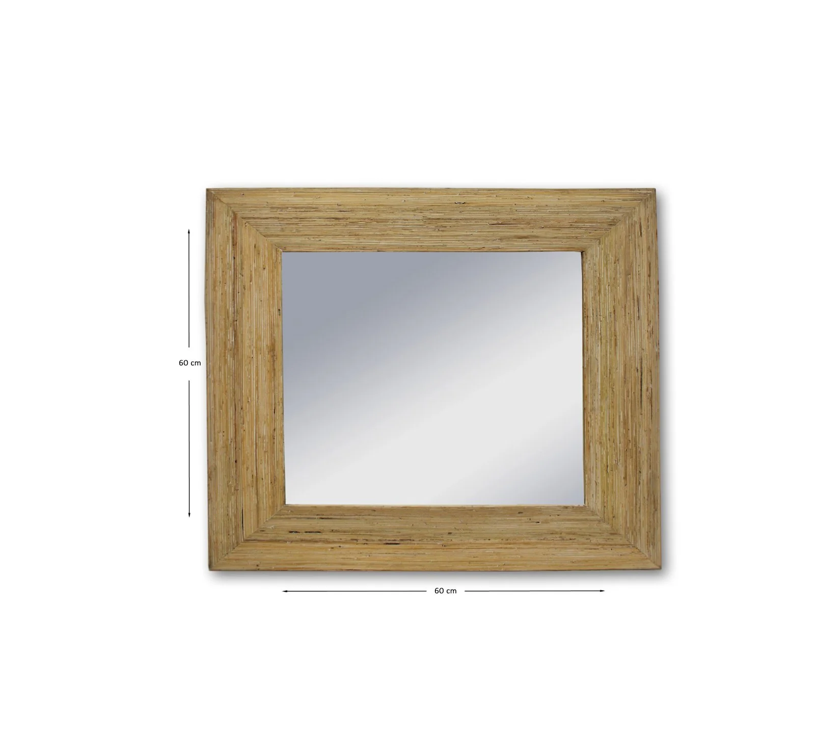 AA11  INDONESIAN RATTAN SQUARE MIRROR FRAME  H 60CM X W 60CM QR295