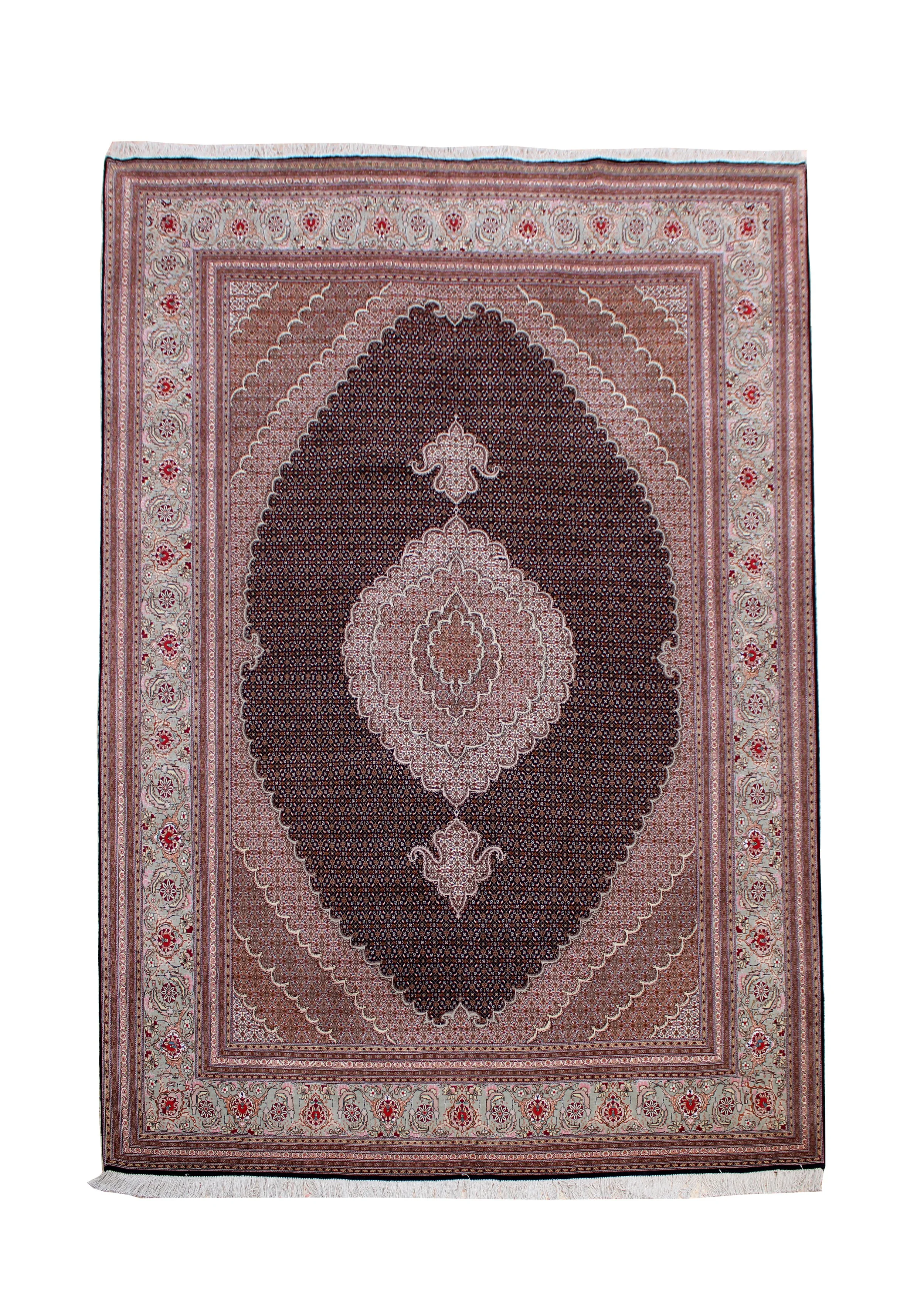 50981 IRAN TABRIZ MAHEE DARK BLUE MEDALION 3.59X2.50MTR 11.8X8.2FT QR65,750 V