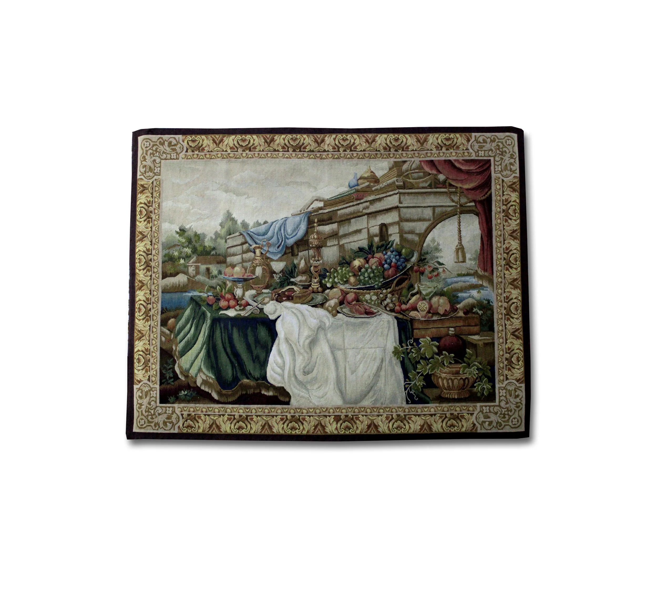 CN302 FINE AUBUSSON TAPESTRY SCENERY 1.32X1.12MTR 4.4X3.8FT QR6,200
