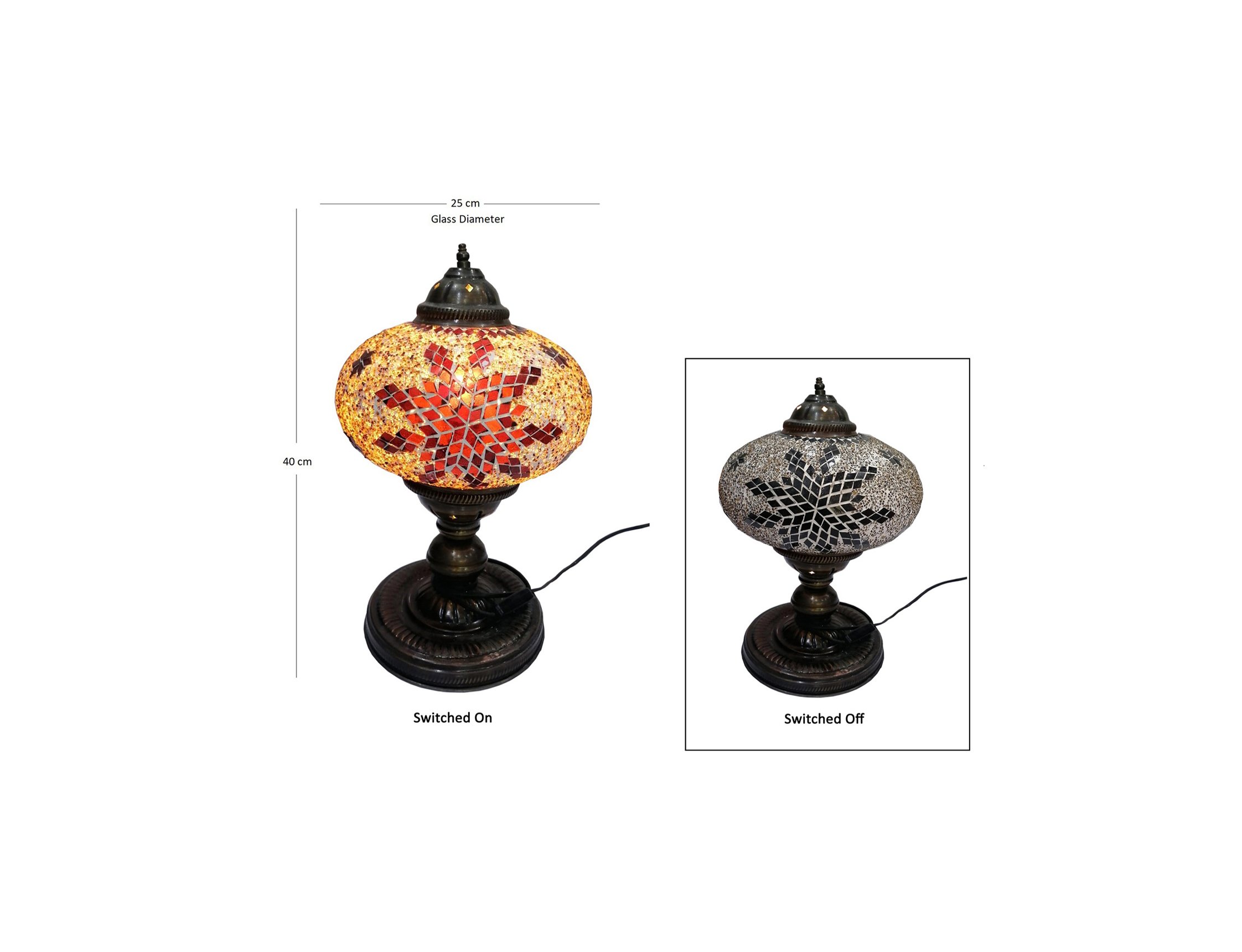LH2121L4- MOSAIC GLASS TABLE LAMP 40CM GLASS DIAMETER 25CM QR.495