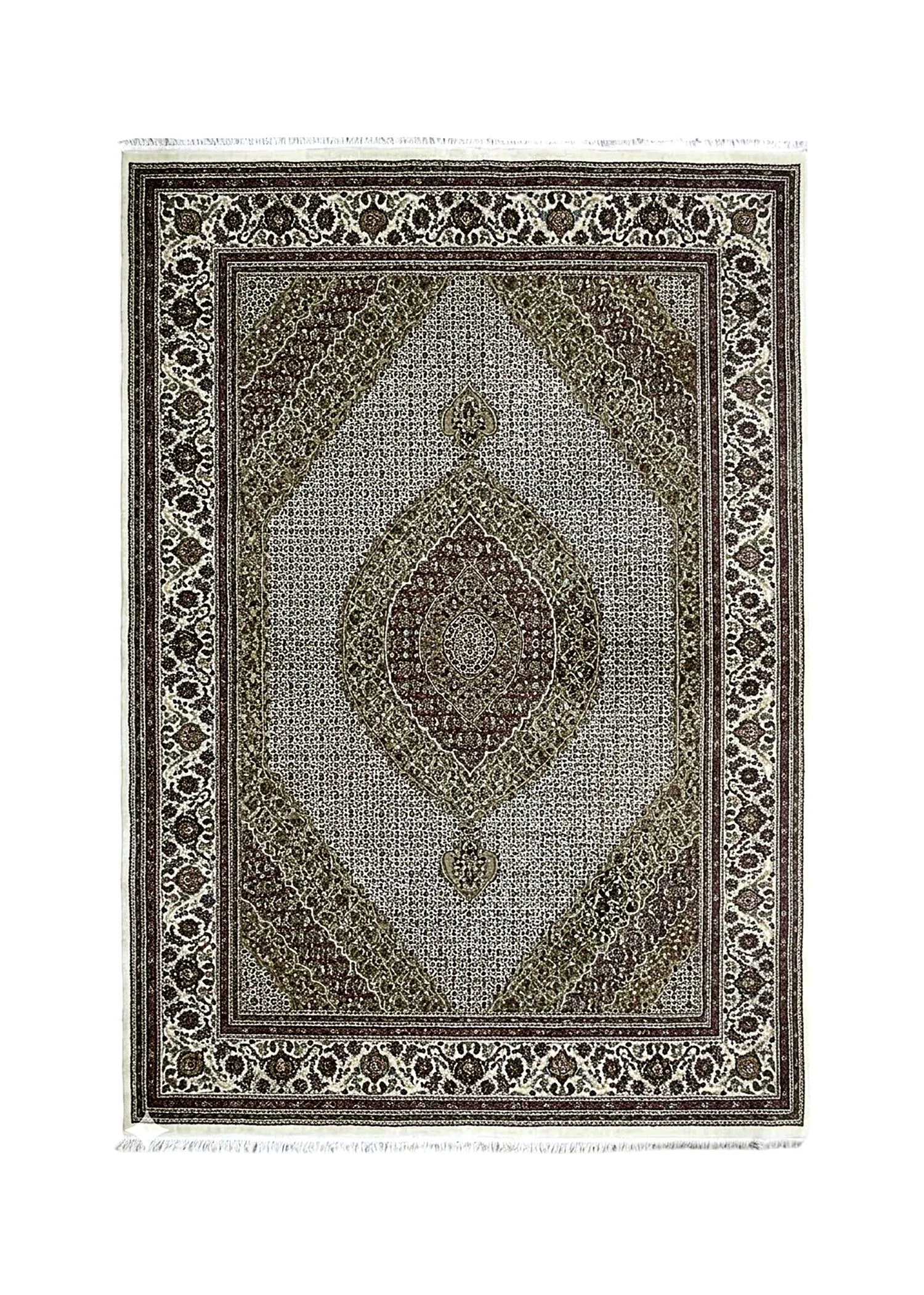 54188 INDIAN KASHMIR PART SILK MAHE DESIGN TABREZ 3.43X2.47MTR  11.3X8.1FT QR32,775.