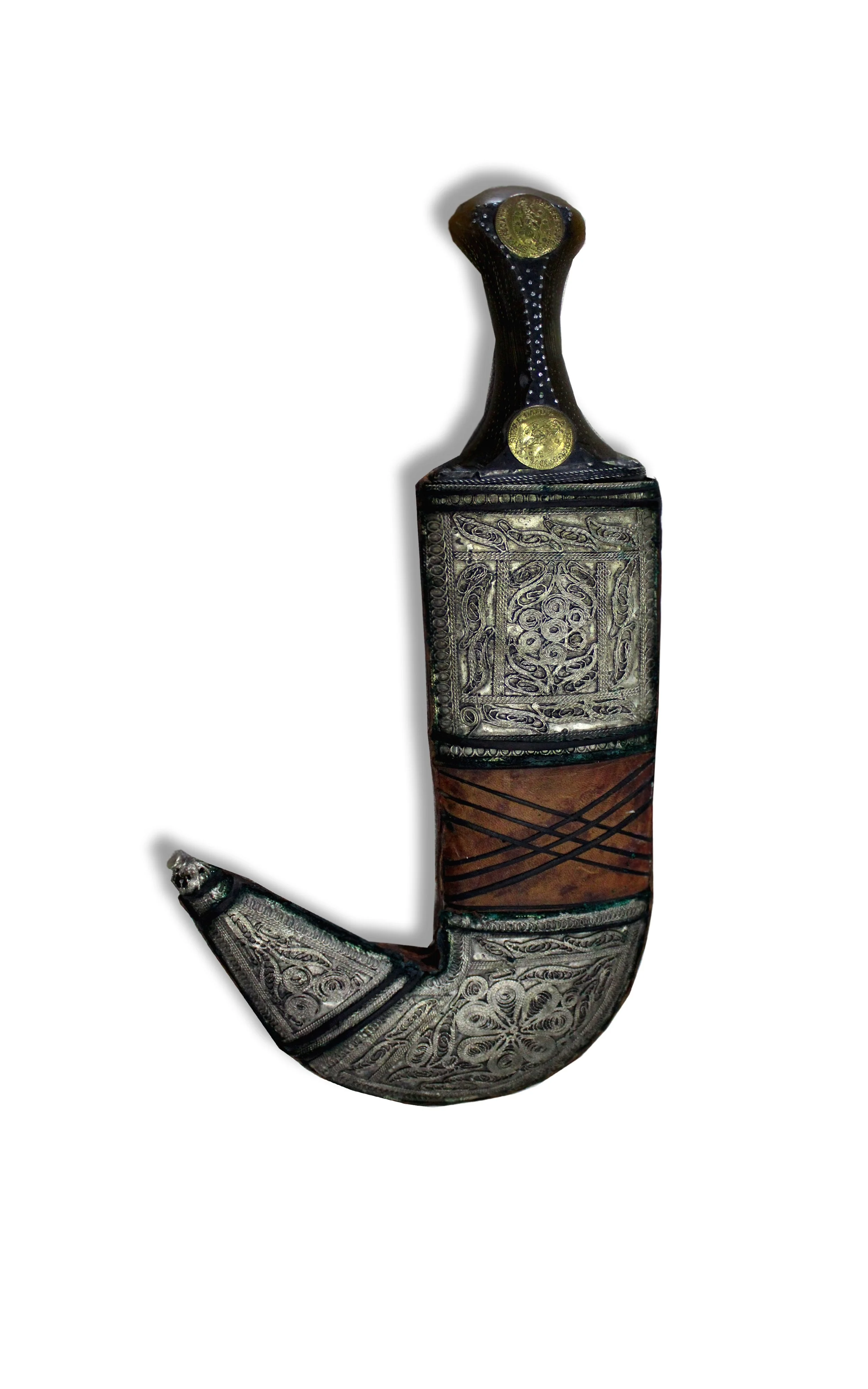 LH711L3 YEMENI KHANJAR WITH LEATHER AND METAL  QR145.