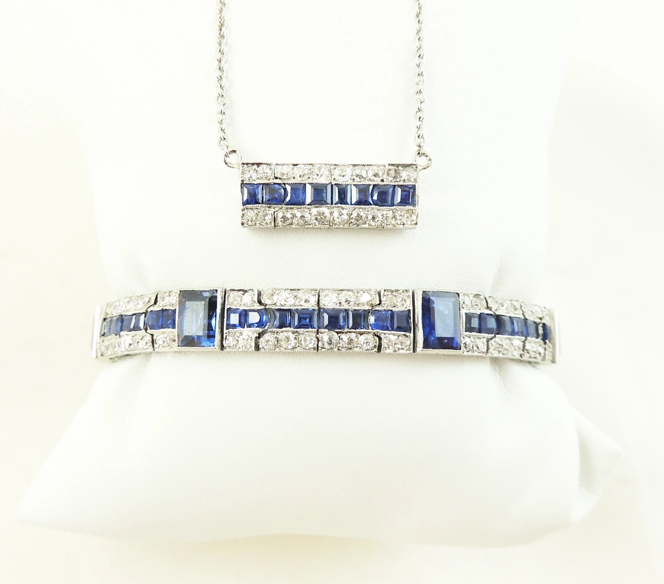 Heirloom Platinum Sapphire & Diamond Bracelet- After