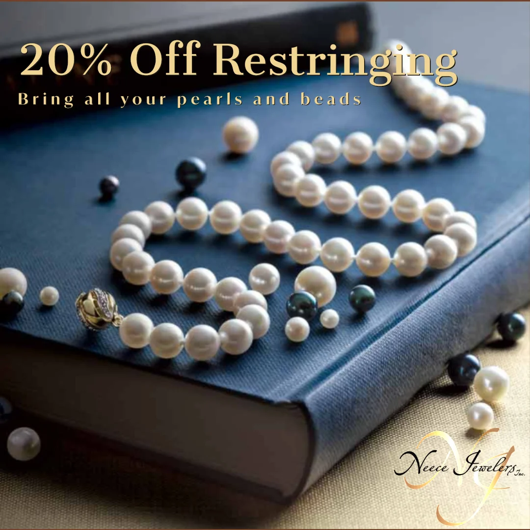 10/1-10/31 Bring in your pearls and beads to have them restrung or reknotted.