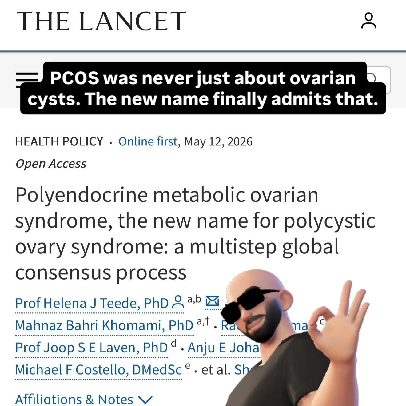 PCOS has officially been renamed PMOS: Polyendocrine Metabolic Ovarian Syndrome.

For years, &ldquo;PCOS&rdquo; made people think this condition was mainly about ovarian cysts. But many patients don&rsquo;t have true cysts, and the drivers are often 