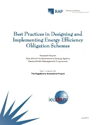 Best Practices in Designing and Implementing Energy Efficiency (EE) Obligation Schemes - RAP 2012