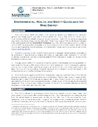 Environmental, Health and Safety Guidelines for Wind Energy - 2015