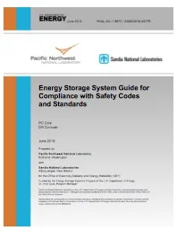Energy Storage System Guide for Compliance with Safety Codes and Standards - US DOE 2016