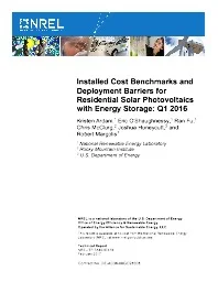 Installed Cost Benchmarks and Deployment Barriers for Residential Solar Photovoltaics with Energy Storage: Q1 2016
