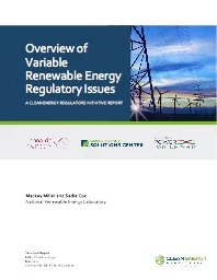 Overview of Variable Renewable Energy Regulatory Issues - NREL  2014