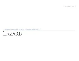 Levelized Cost of Storage – Lazard 2016