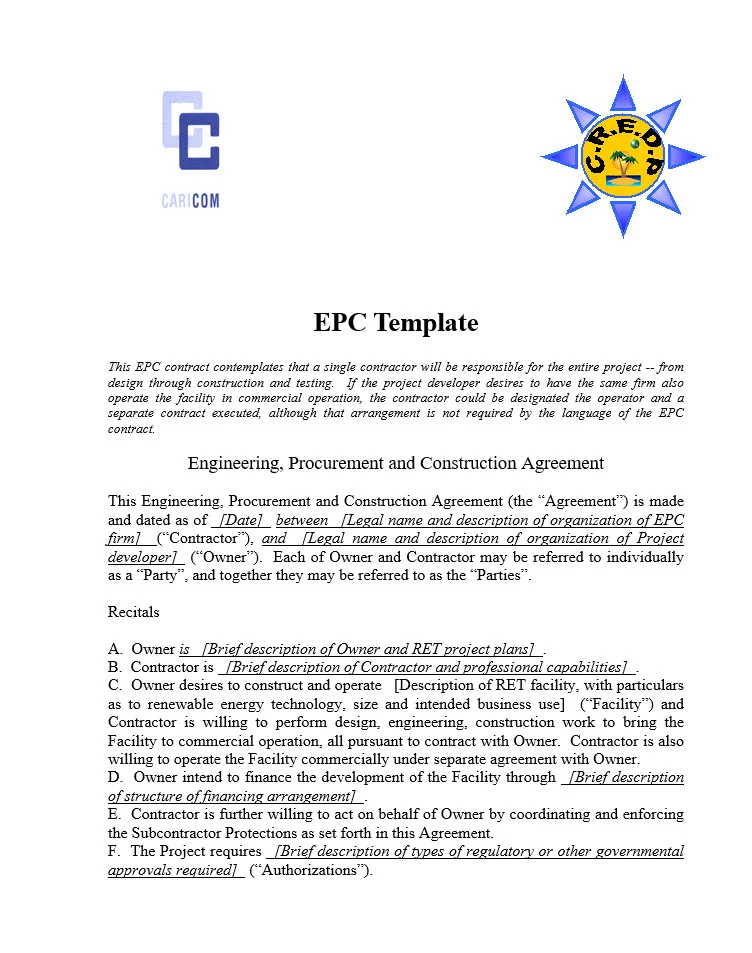 Engineering, Procurement and Construction (EPC) Agreement