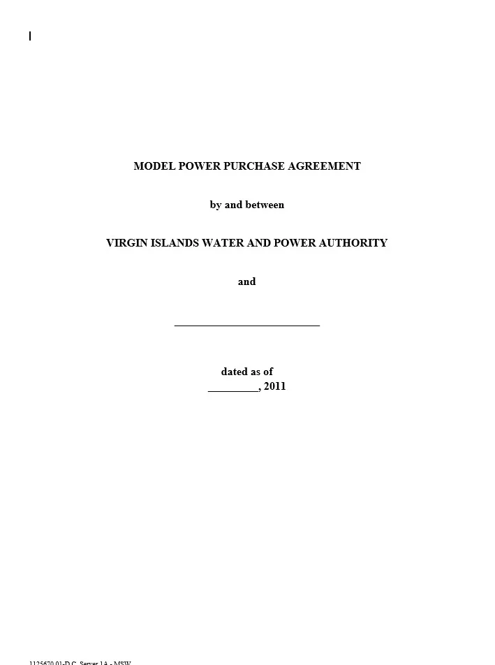 Model Power Purchase Agreement - VIWAPA