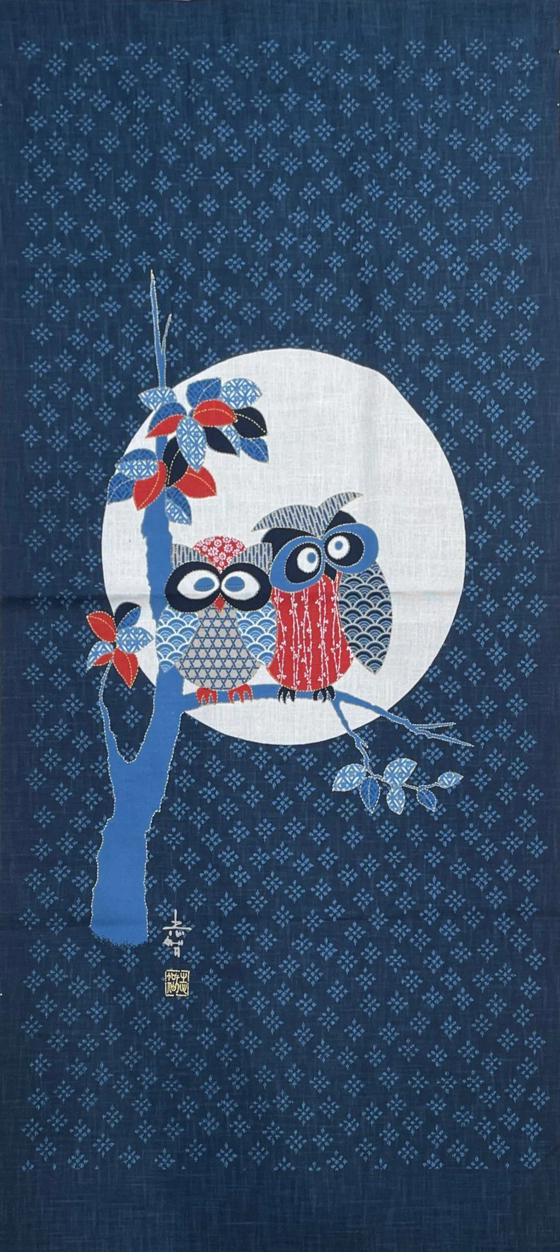 Panneau Hiboux - bleu