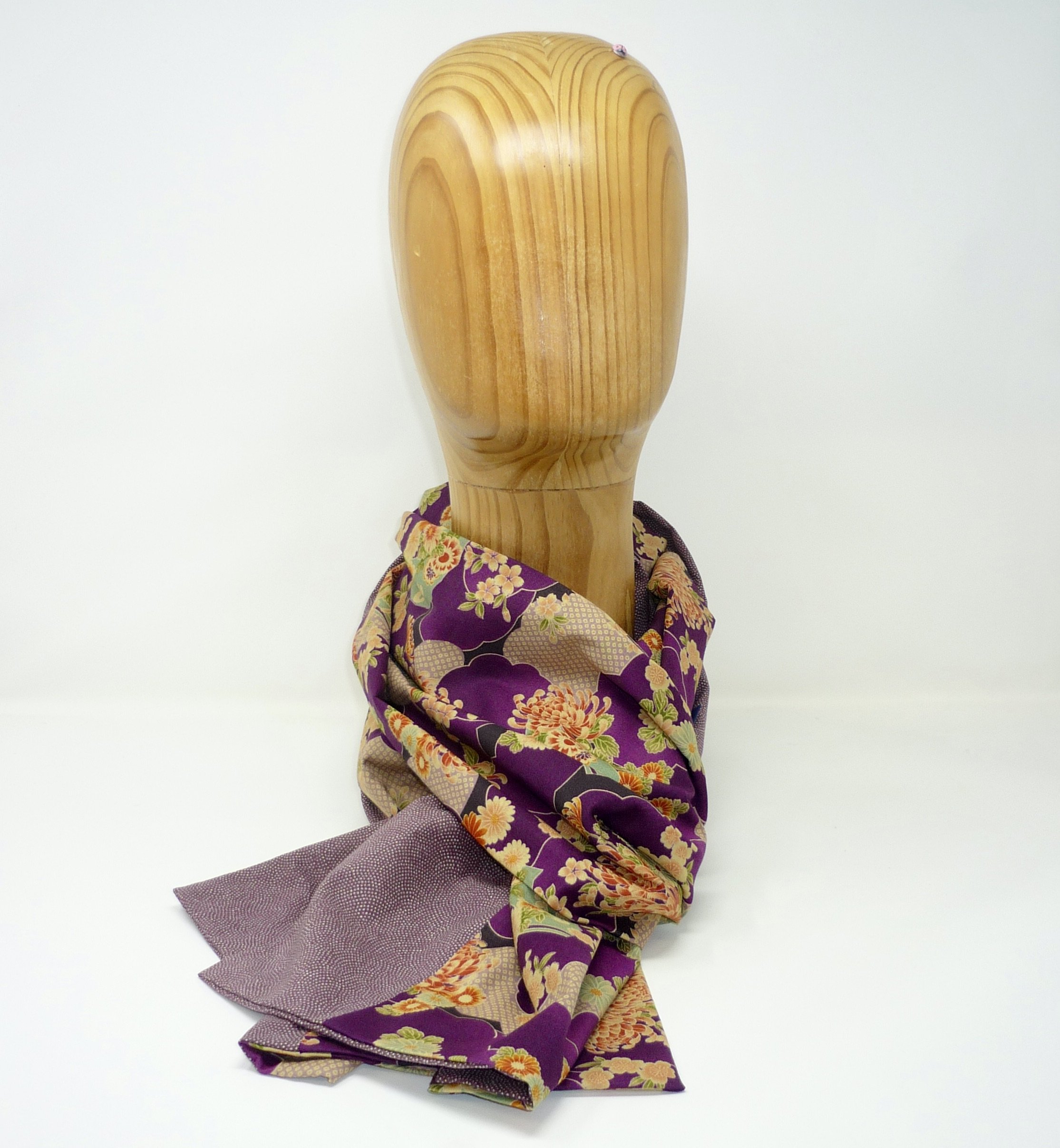 Nouveauté Echarpe samekomon mauve/Fleur éventail