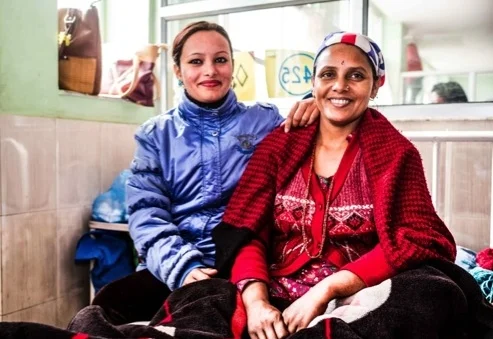 JANKA BHATTARAI Janka Bhattarai (40 yrs.) with her daughter. Janka married when she was 17. She gave birth to five children, four of whom are alive. Janka developed first signs of prolapse when she was 22.