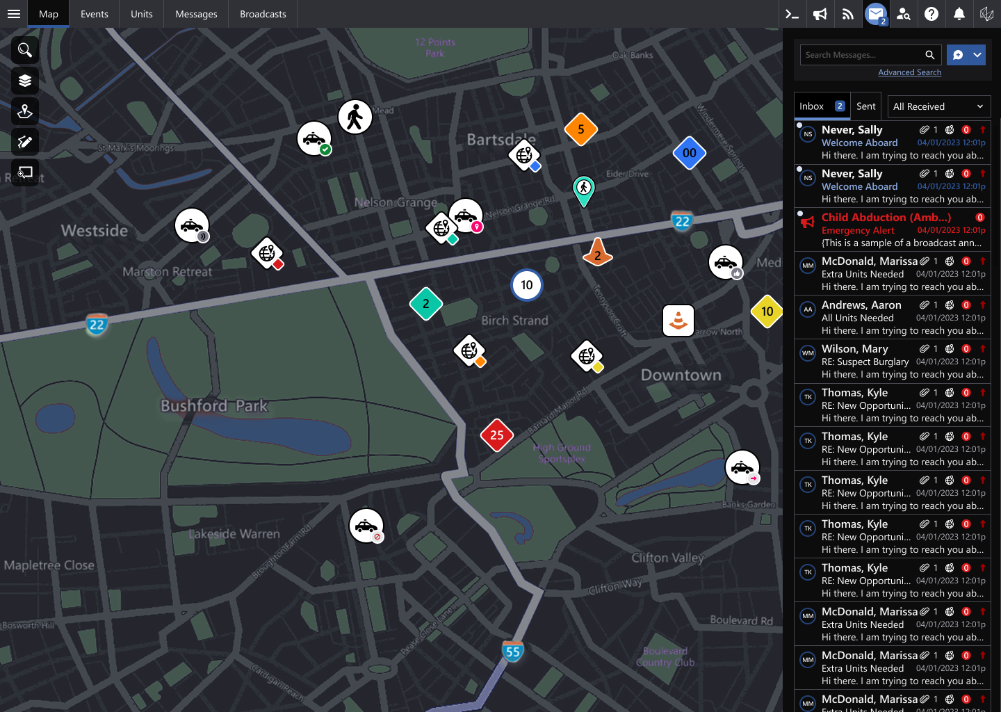 OnCall Dispatch - Map & Messaging List.png