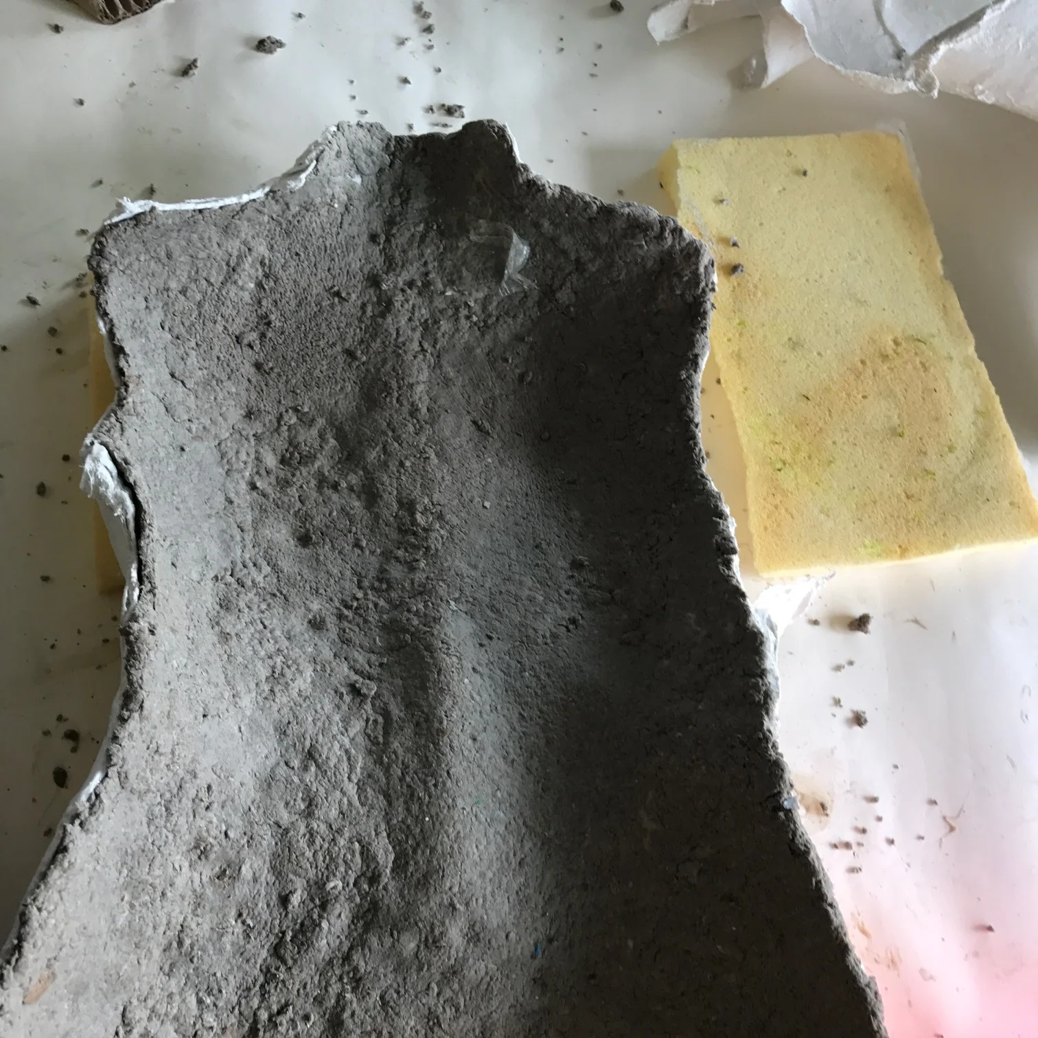  Home made recycled paper clay was cast in molds. 