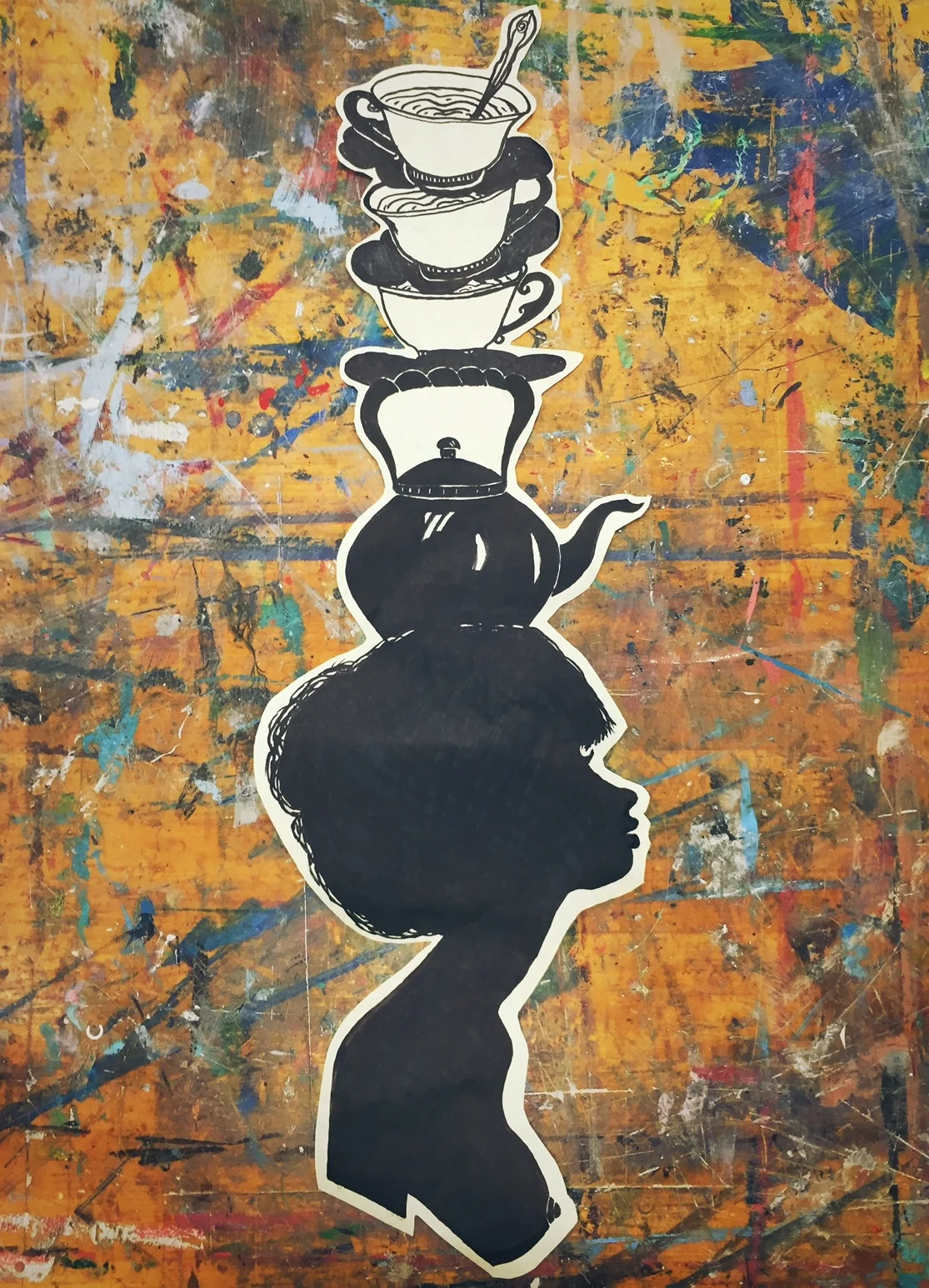 Tea Pot Head, Mixed Media, 25"x30"