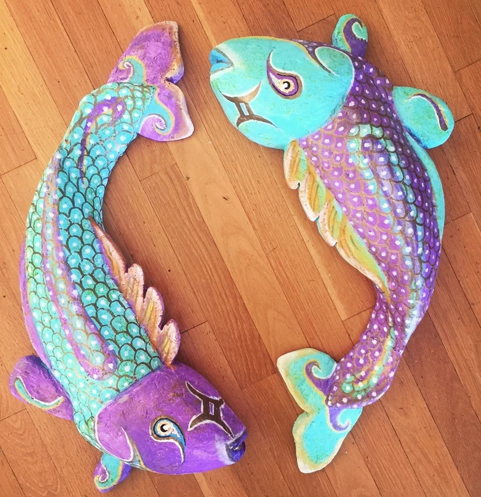 Twins, Mixed Media Sculpture, 10"x2'