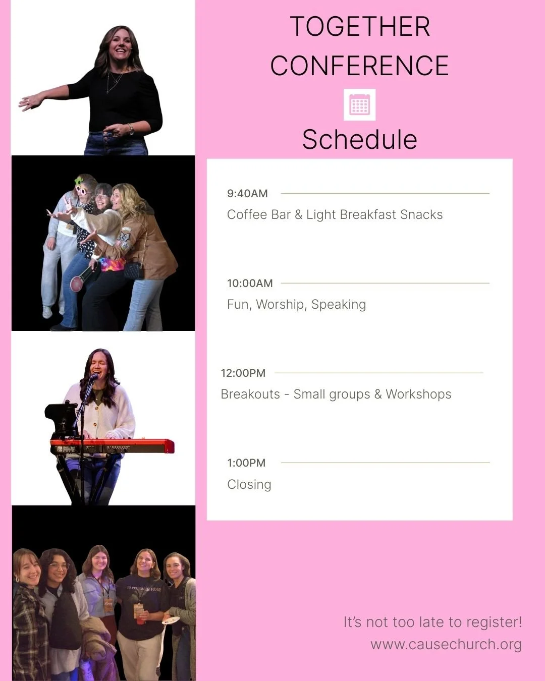 🌸✨ Only TWO DAYS to go! ✨🌸

Our annual Ladies Conference is almost here, and we are filled with excitement and expectation for what God is going to do! 💕🙌

Join us for a powerful time of:
💗 Spirit-led worship
🎤 An inspiring message from Mary Pe