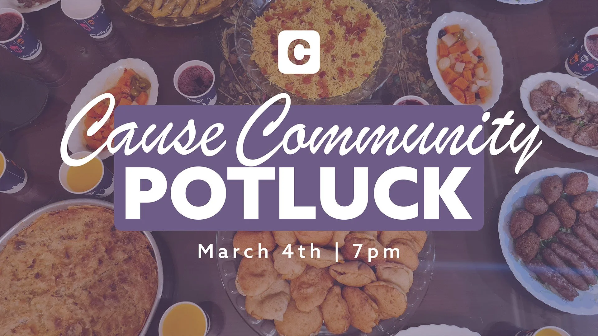 ✨ Cause Community Potluck! ✨
We encourage you to bring a dish or dessert to share tonight as we enjoy one another's company ❤️ 🍽️ 

Feel free to come at 6:30 to setup and checkin your kids! Let&rsquo;s celebrate community and good food together 🌤 ?