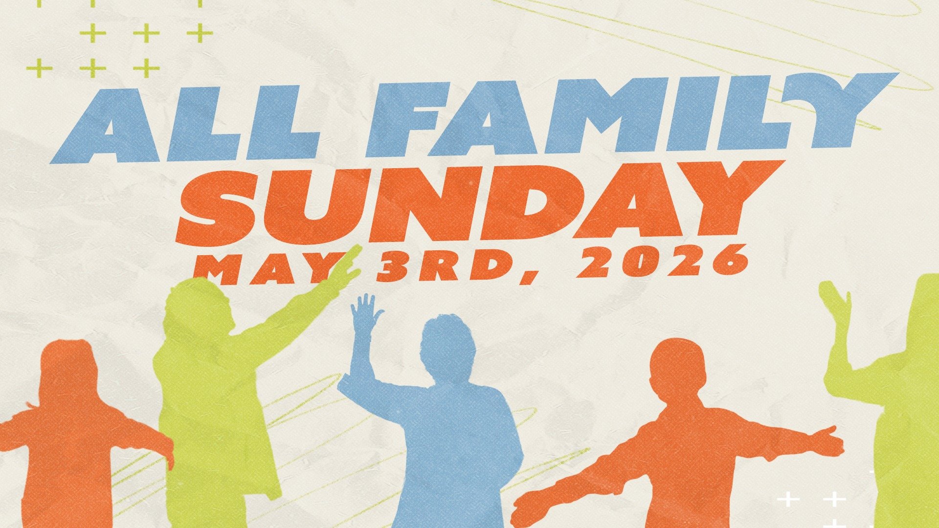 All Family Sunday is this week! 🙌
We&rsquo;re so excited to have our kids joining us for a special service where everyone&mdash;kids and adults&mdash;get to encounter God together. 
We&rsquo;ll hear from our Youth Pastor and Kids Director and experi