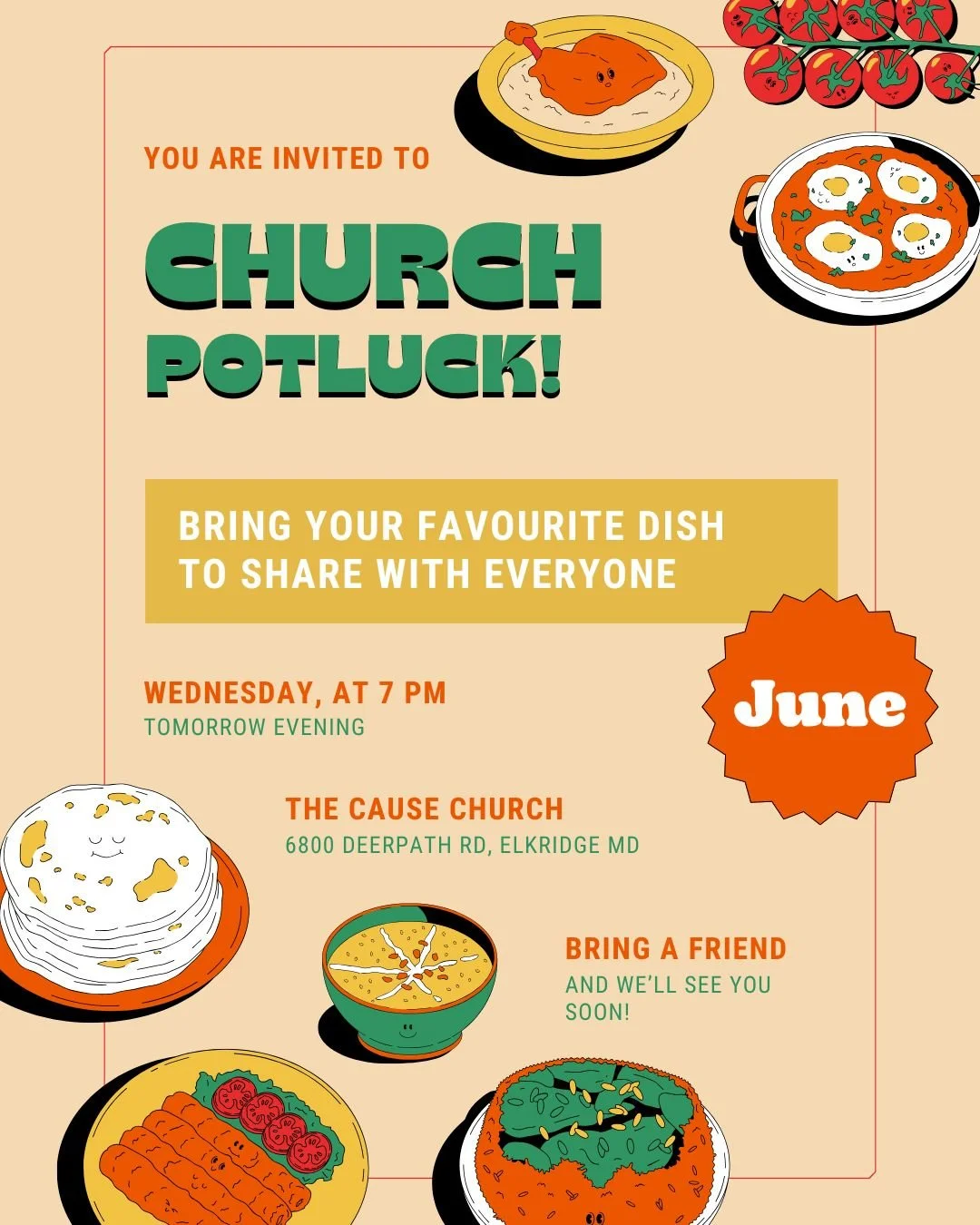 Cause Community Potluck

We can't wait for tomorrow night and to try some new desserts and dishes! Feel free to come at 6:30 to setup and checkin your kids!
Cause Kids will be having a pizza party in their class, and the Effect YTH will be joining in
