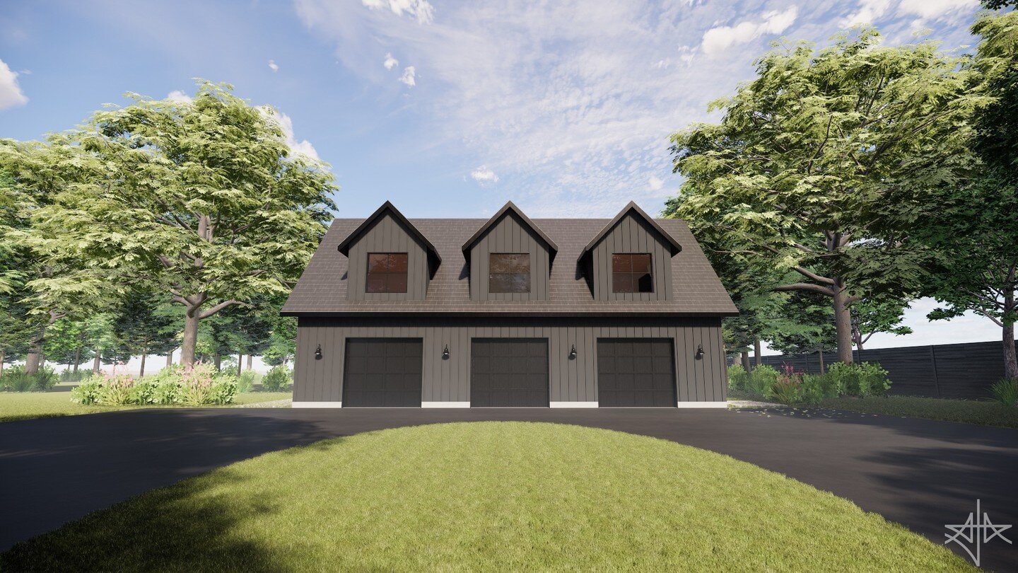 Realistic renders of 2 Storey Accessory Dwelling Unit with attached garage. #residence #garage #accessorydwellingunit #adu #accessoryunit #inlawsuite #coachhouse #traditional #timber #coveredporch #metal #perspective #revit #architecture #aja #adamjo