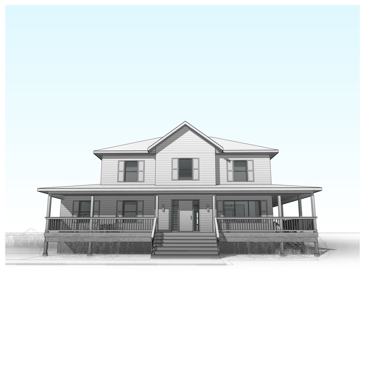 2 Storey Residence with attached garage and wrap-around porch. #residence #garage #traditional #colonial #timber #coveredporch #wraparoundporch #perspective #revit #architecture #aja #adamjodoinarchitectural #design