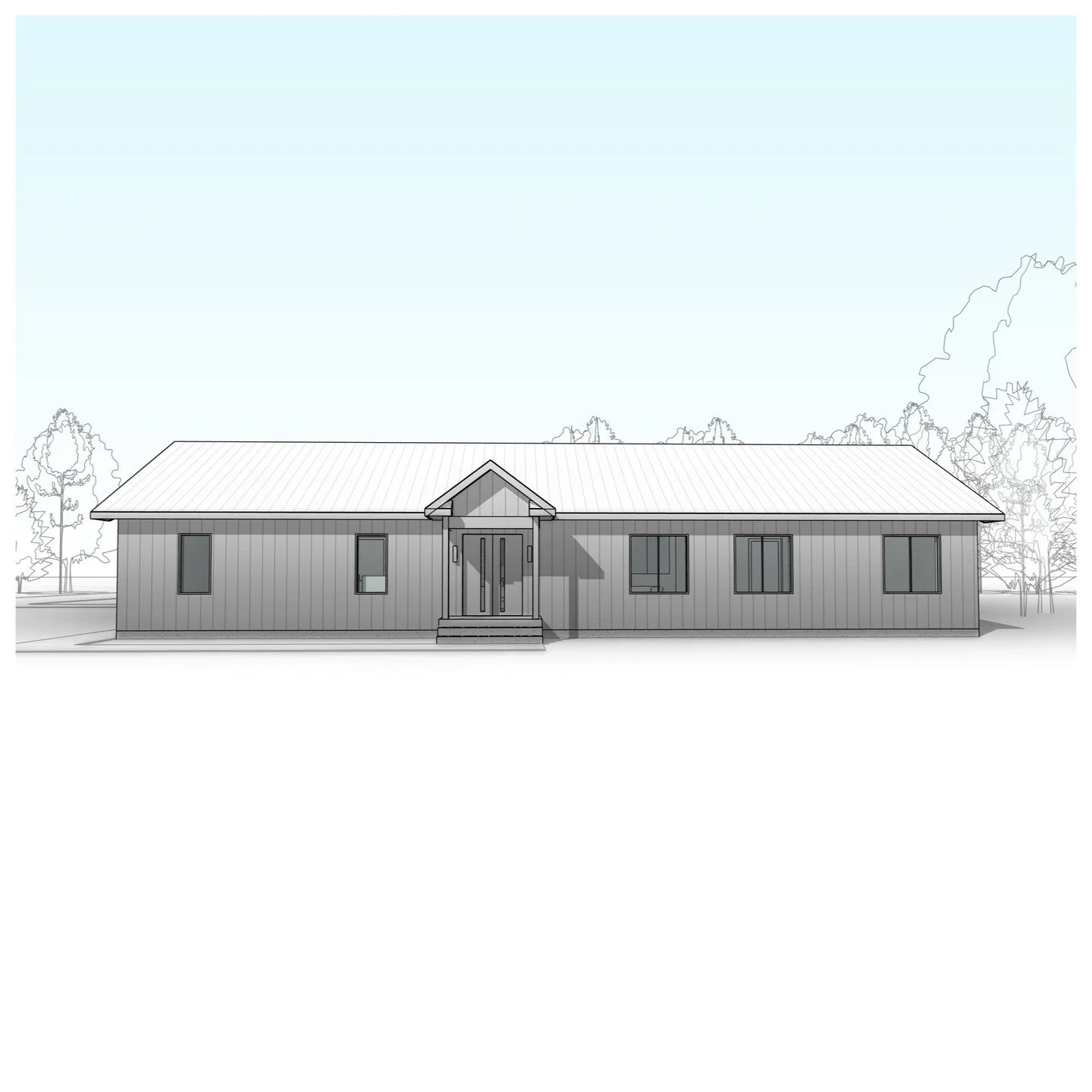 1 storey single family residence with attached garage. #residence #garage #porch #wood #traditional #perspective #revit #architecture #aja #adamjodoinarchitectural #design
