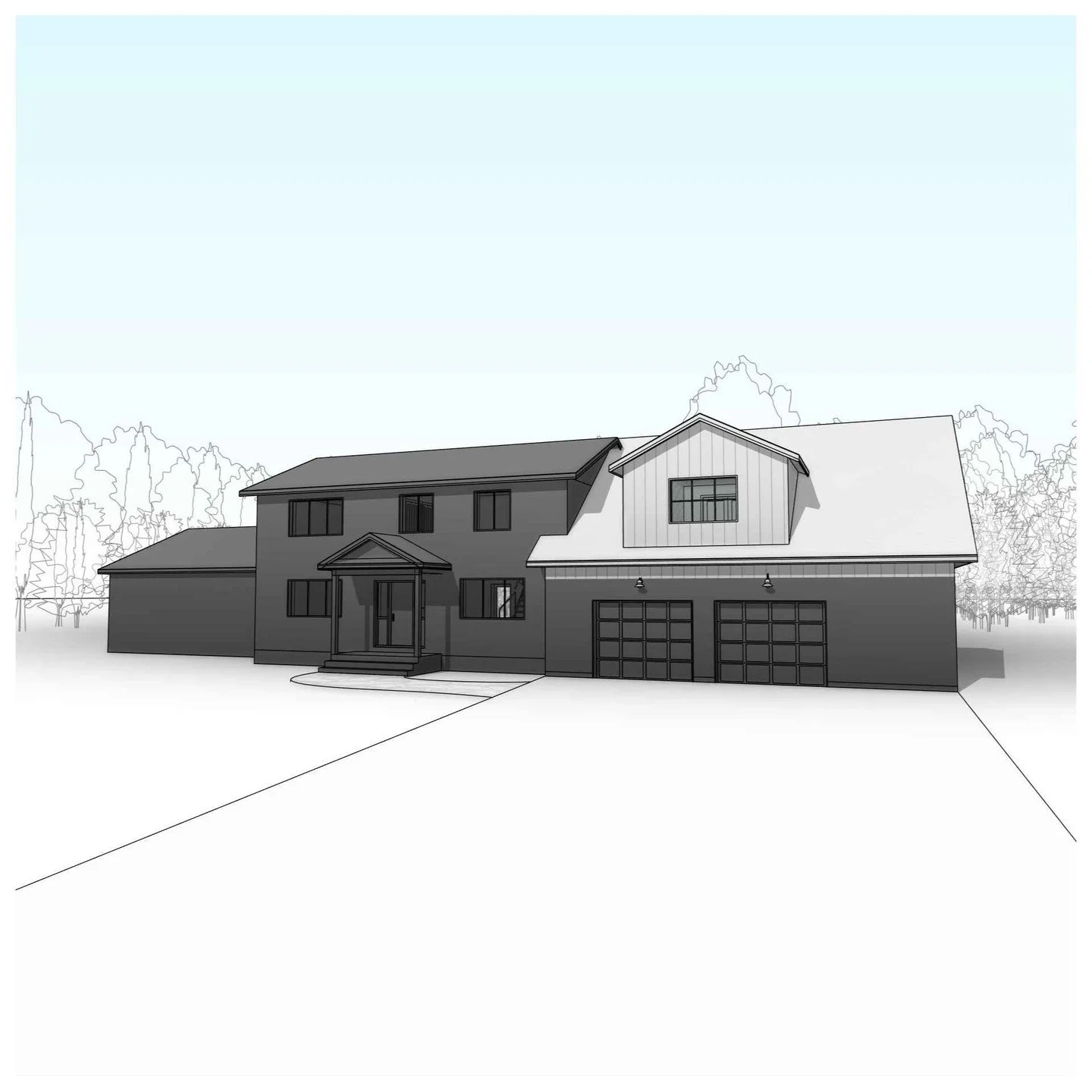 Second Storey Addition to existing 2 storey residence with attached garage. #addition #residence #attachedgarage #bedroom #ensuite #walkincloset #office #renovation #traditional #architecture #aja #adamjodoinarchitectural #design
